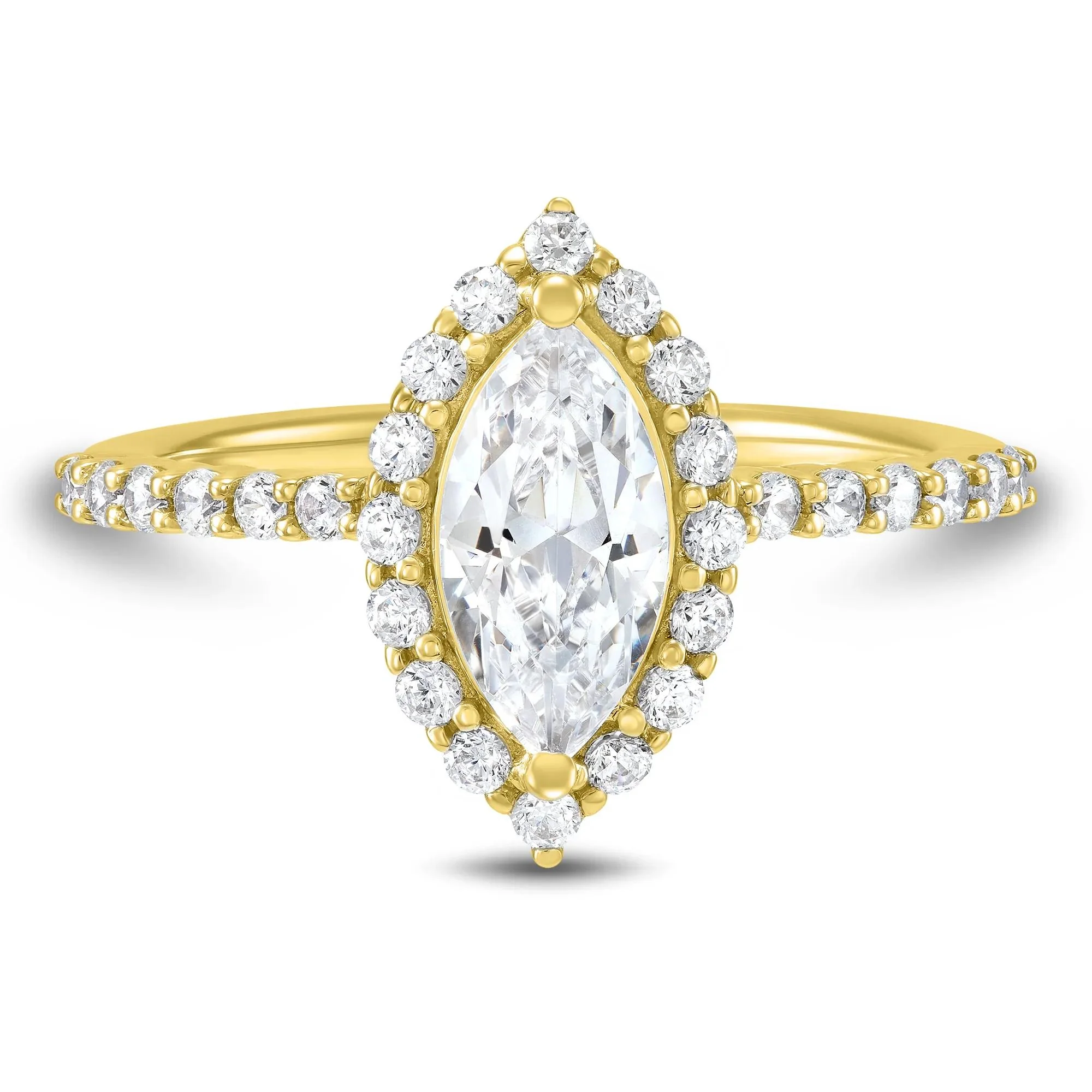 1 3/4 CT. Tw. Lab Grown Diamond Marquise Halo Engagement Ring 14K Yellow Gold Size 8.5 1mm