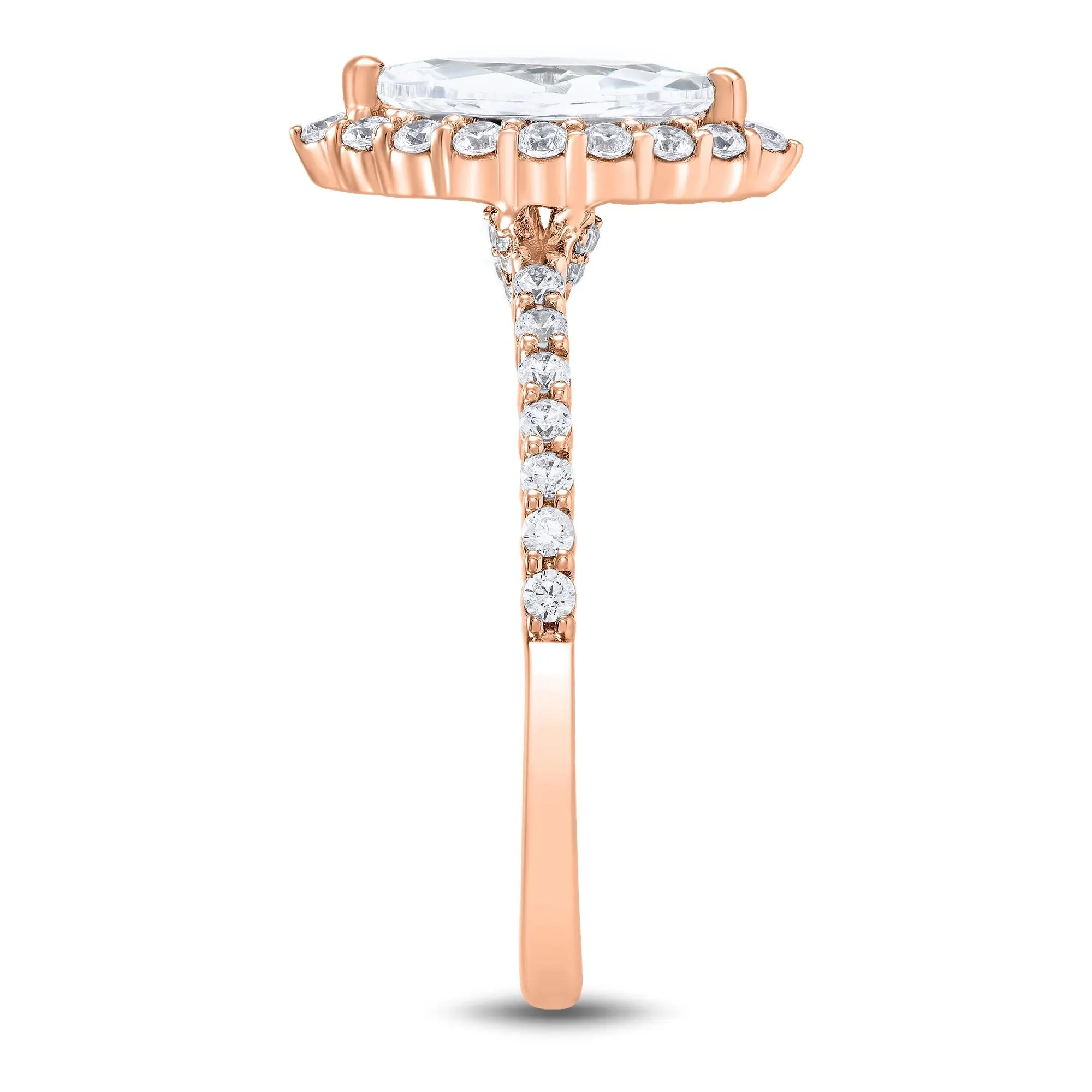 1 3/4 CT. Tw. Lab Grown Diamond Marquise Halo Engagement Ring 14K Rose Gold Size 6 1mm - Image 3