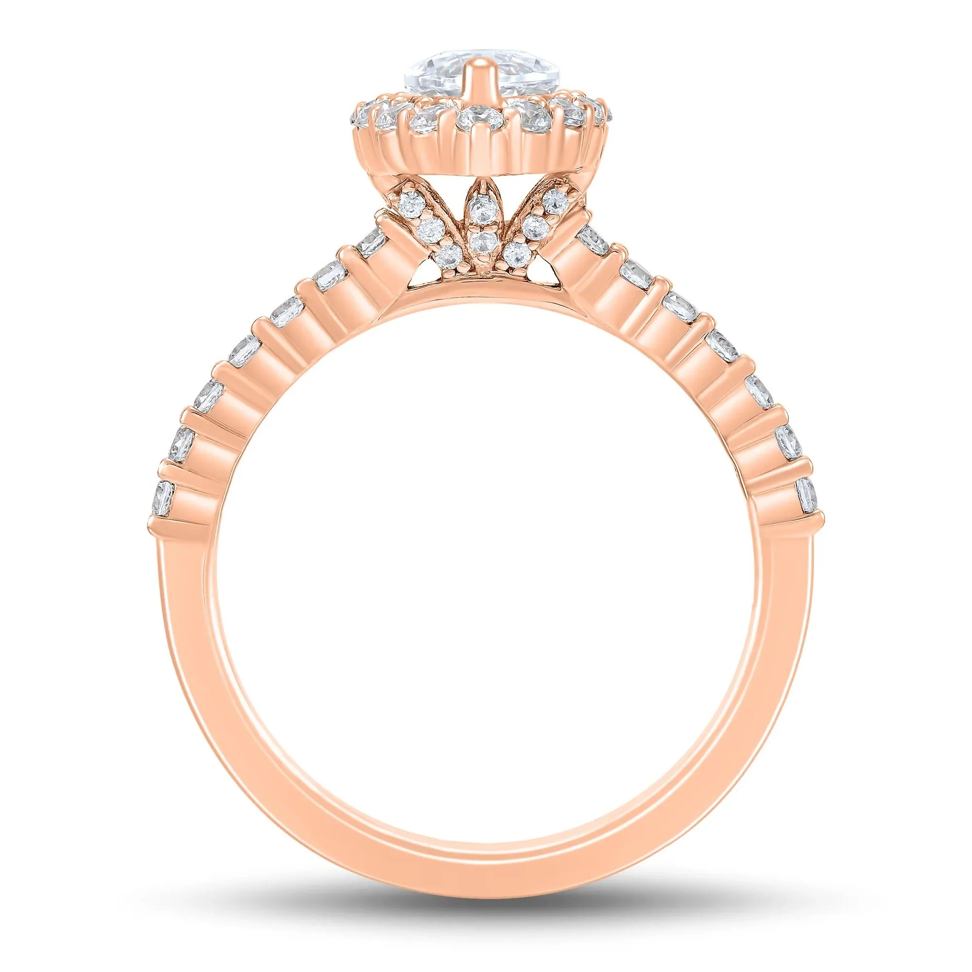 1 3/4 CT. Tw. Lab Grown Diamond Marquise Halo Engagement Ring 14K Rose Gold Size 6.5 1mm - Image 2