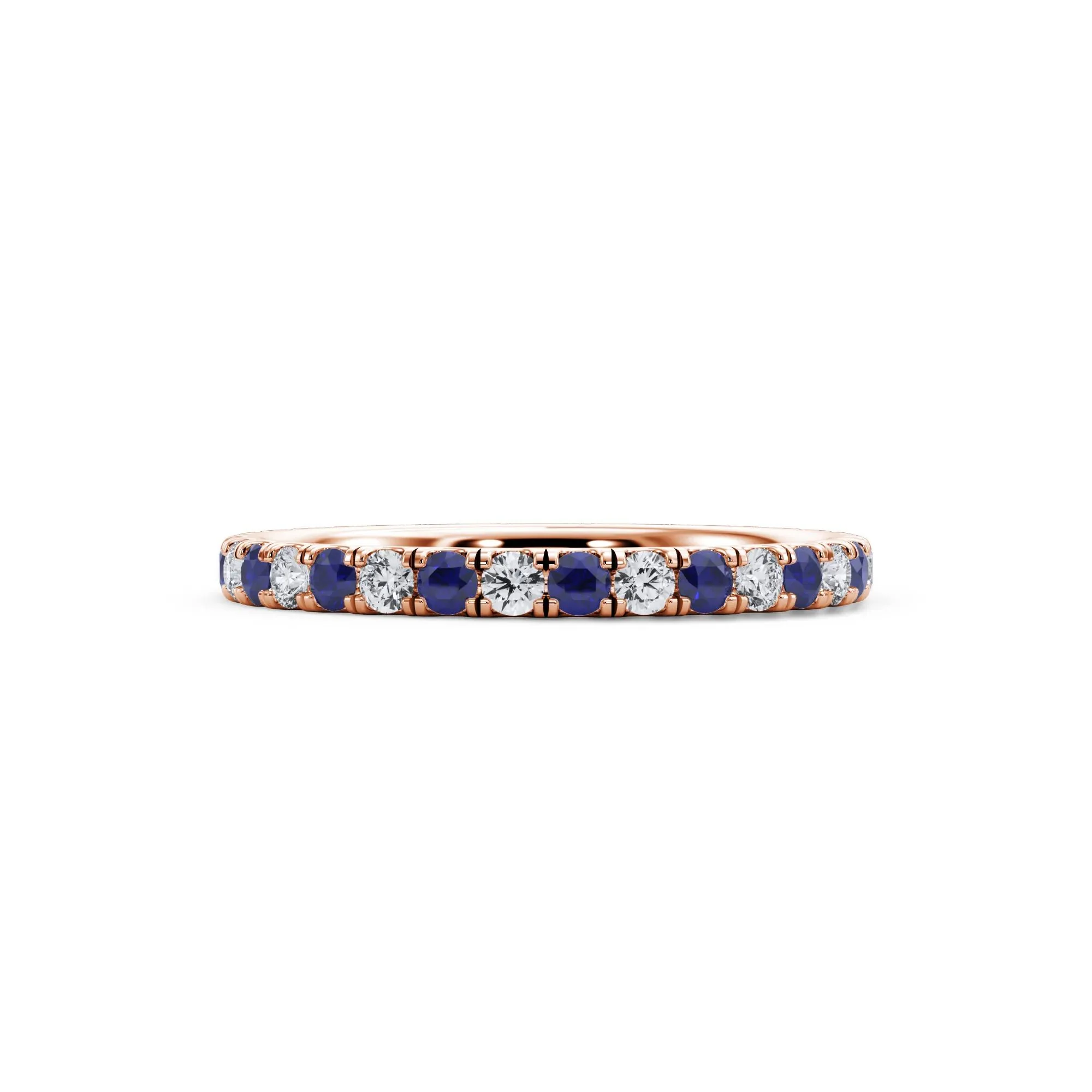 1/3 CT. Tw. Lab Grown Diamond & Lab-Created Sapphire Anniversary Band Ring 14K Rose Gold Size 4.5 3mm