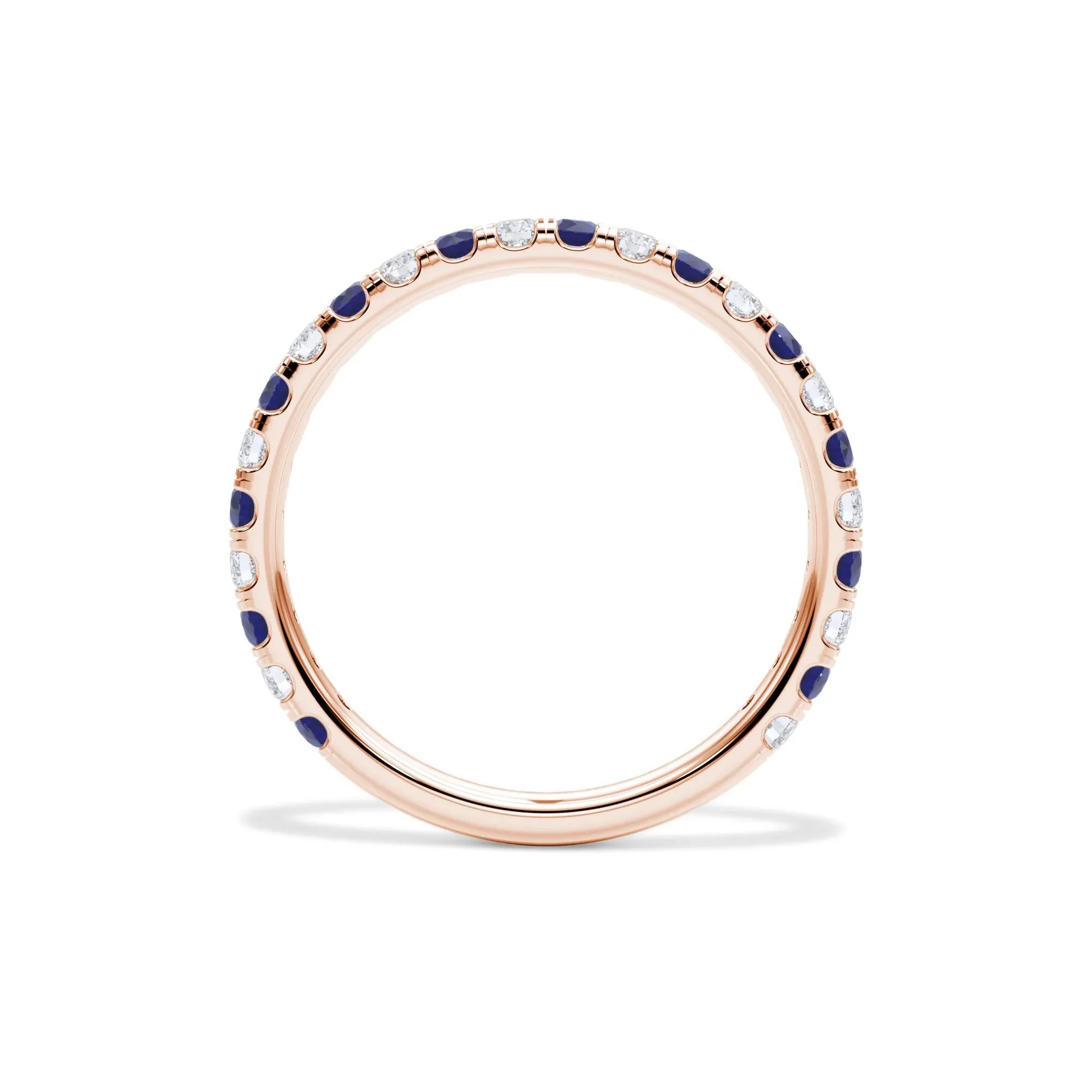 1/3 CT. Tw. Lab Grown Diamond & Lab-Created Sapphire Anniversary Band Ring 14K Rose Gold Size 7 3mm - Image 2