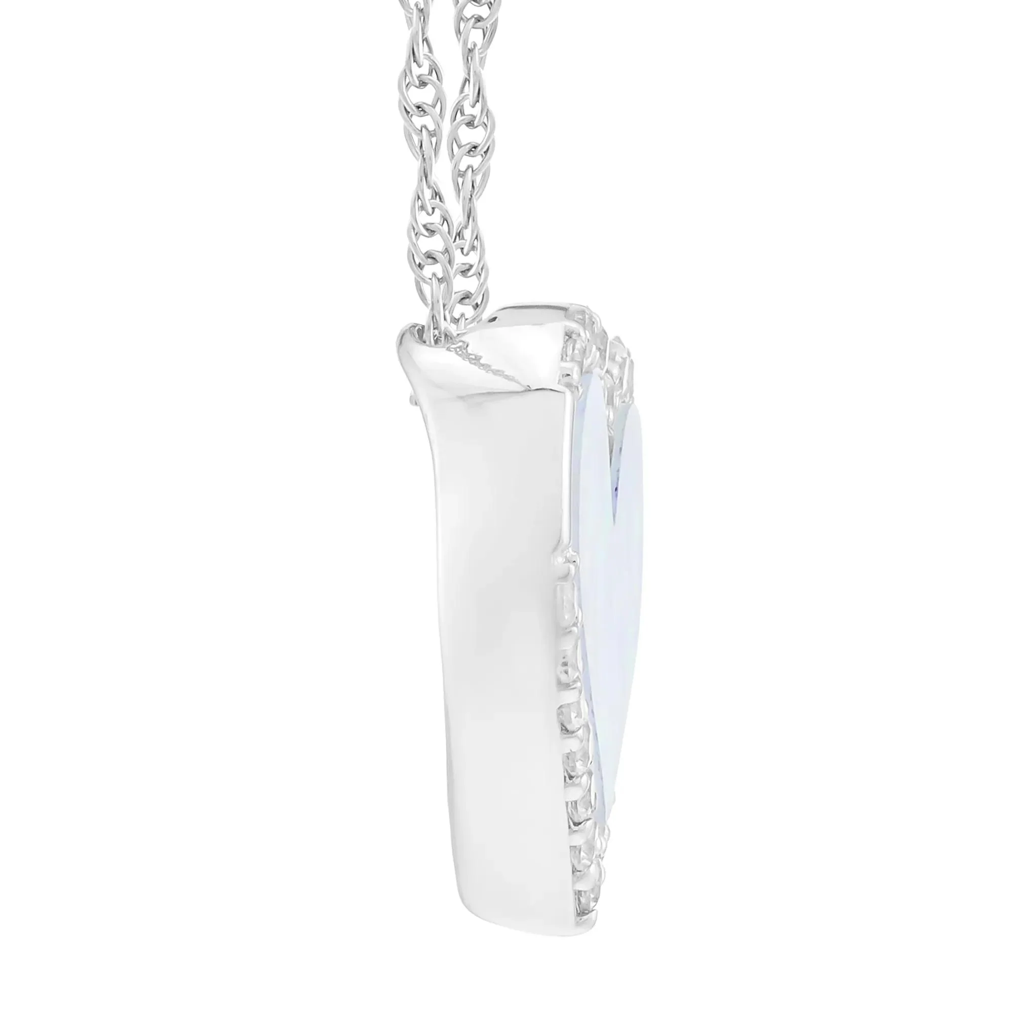 Lab-Created Opal & Lab-Created White Sapphire Heart Pendant Necklace .925 Sterling Silver Size 18" - Image 2
