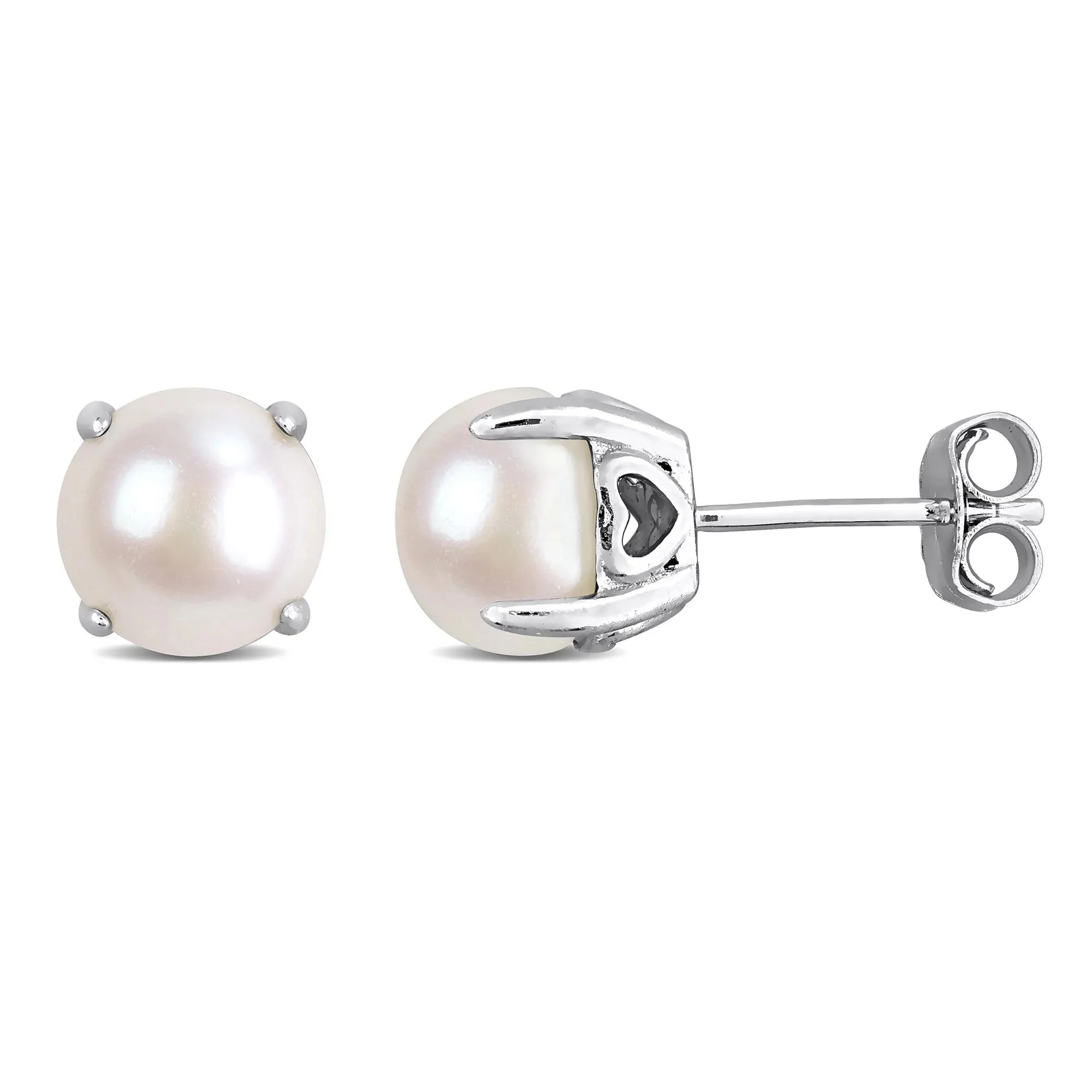 Freshwater Cultured Pearl Stud Earrings .925 Sterling Silver 7.5- White Size 7.5-8mm