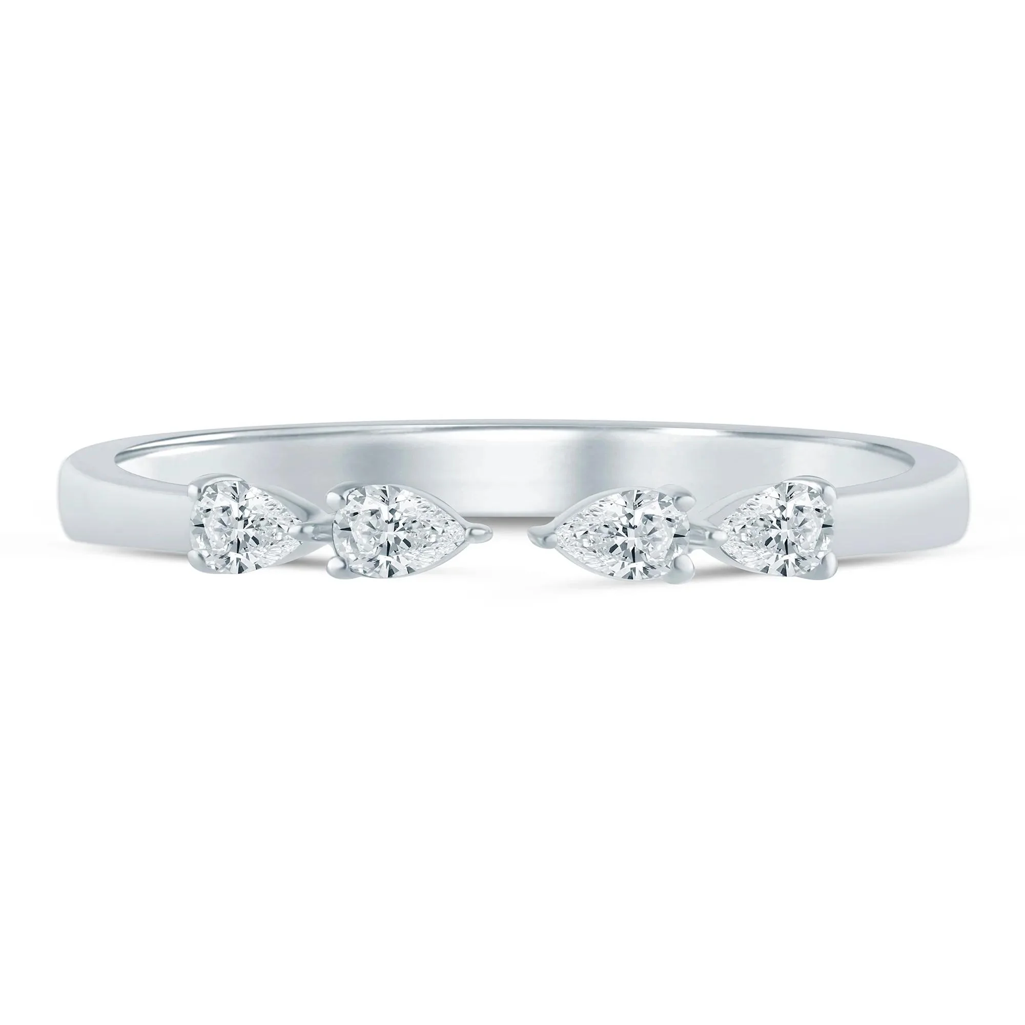 1/7 CT. Tw. Pear-Shaped Lab Grown Diamond Open Anniversary Band Ring 14K White Gold Size 6.5 2mm