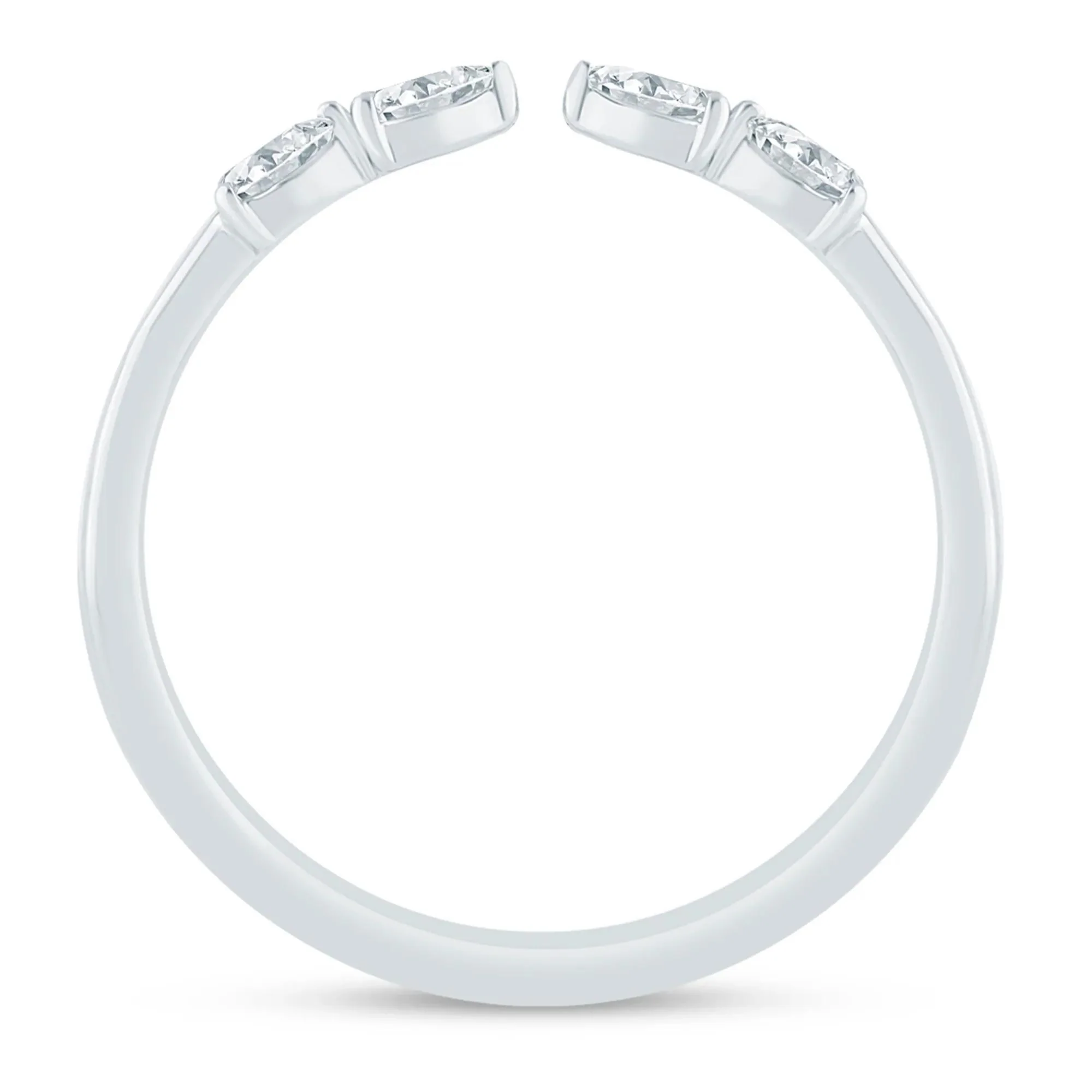 1/7 CT. Tw. Pear-Shaped Lab Grown Diamond Open Anniversary Band Ring 14K White Gold Size 7.5 2mm - Image 2