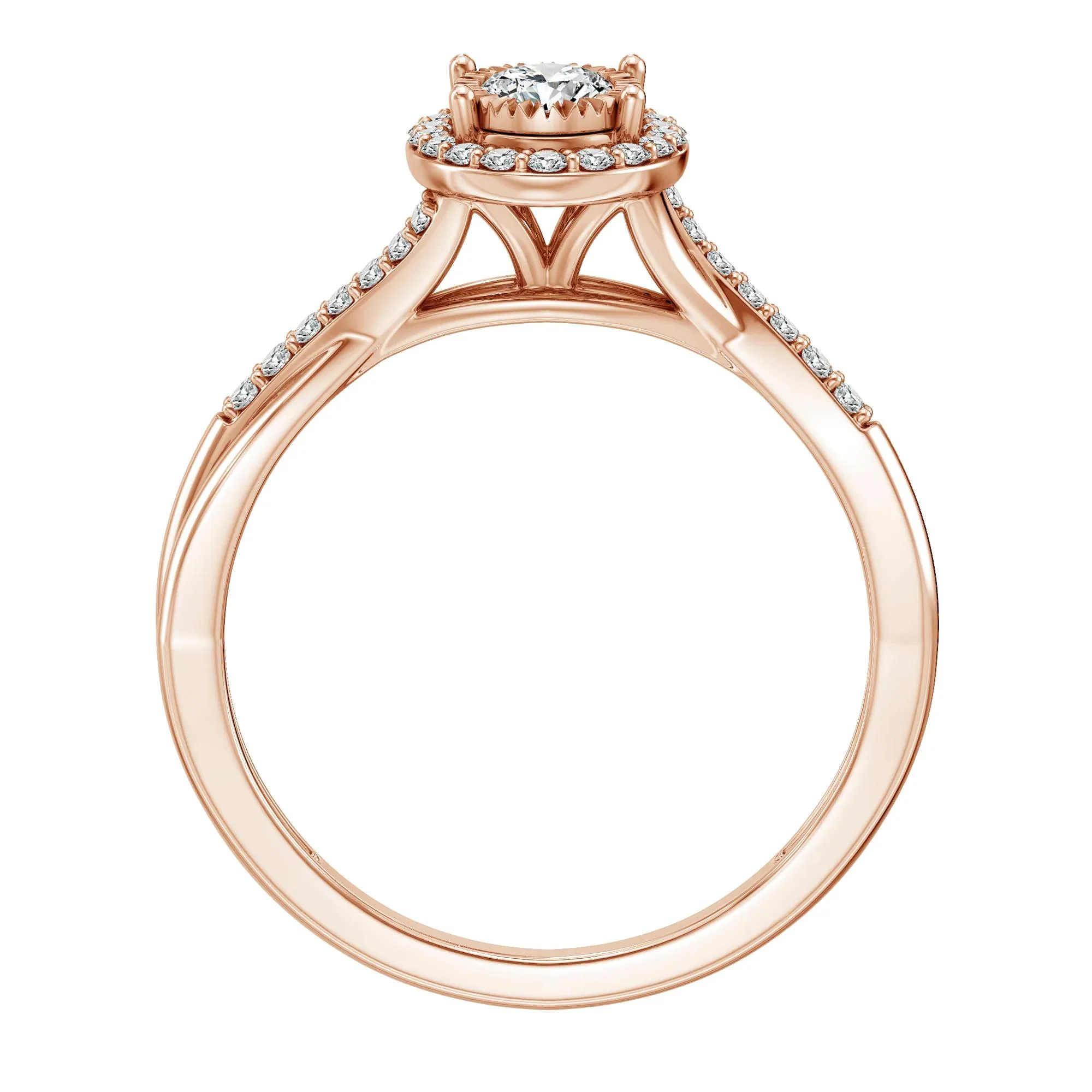 1/2 CT. Tw. Lab Grown Diamond Promise Ring 10K Rose Gold Size 6 1.5mm - Image 2