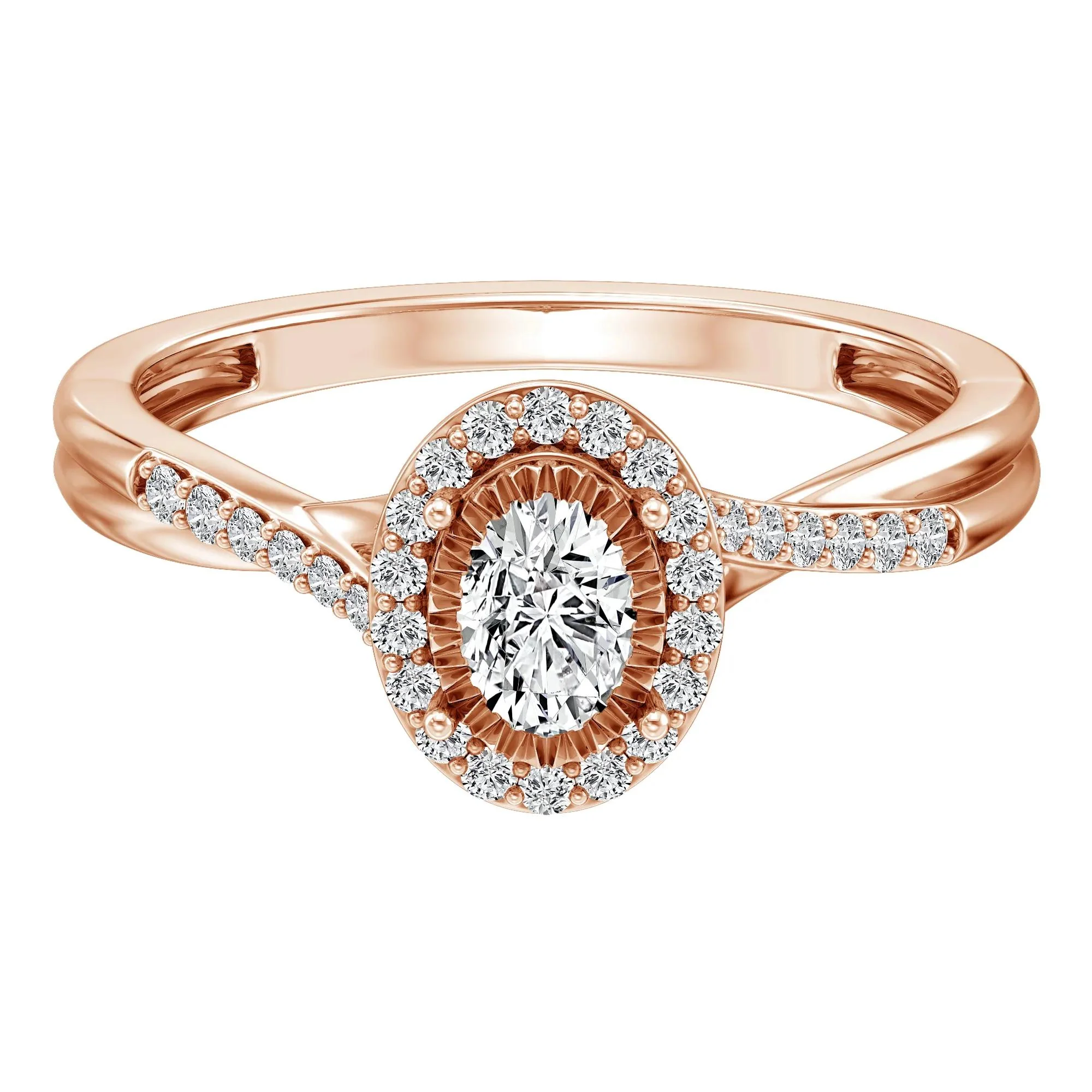 1/2 CT. Tw. Lab Grown Diamond Promise Ring 10K Rose Gold Size 7 1.5mm