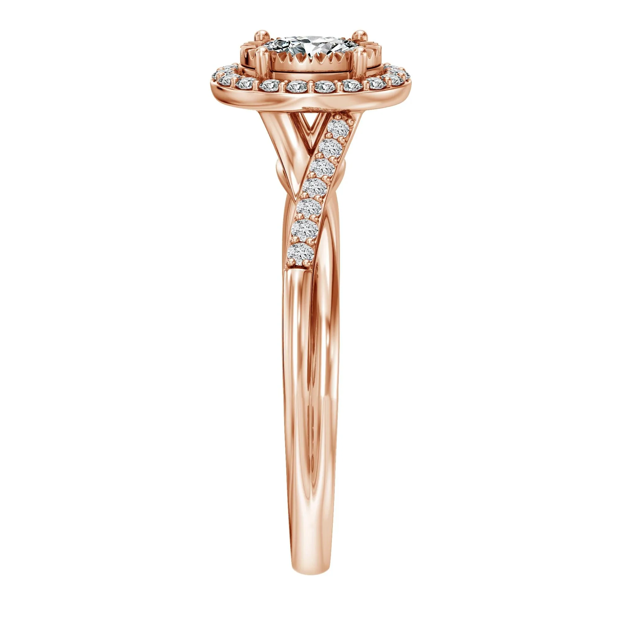 1/2 CT. Tw. Lab Grown Diamond Promise Ring 10K Rose Gold Size 9 1.5mm - Image 3