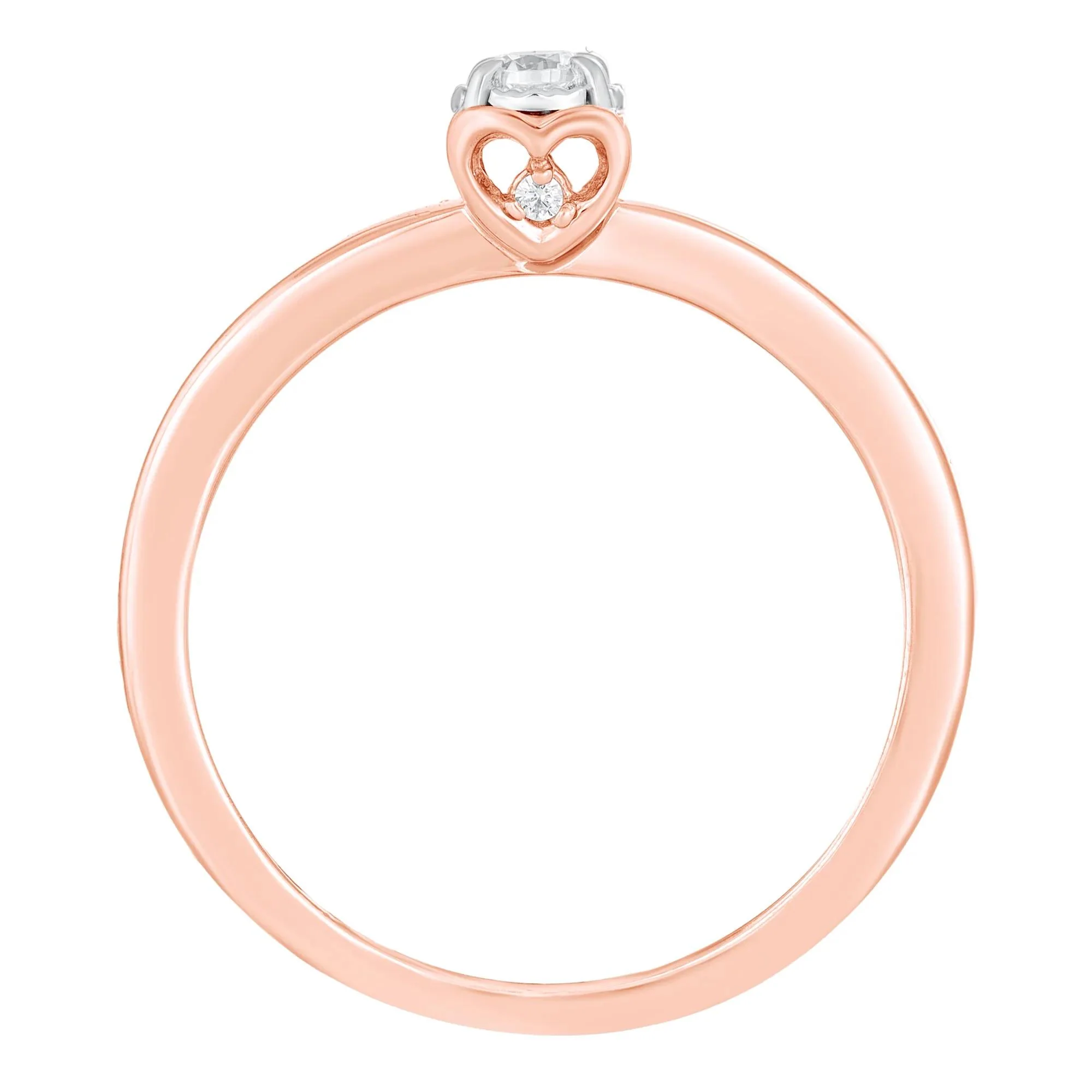 1/10 CT. Tw. Round Diamond Promise Ring with Illusion Setting 10K Rose Gold Size 7 - Image 2