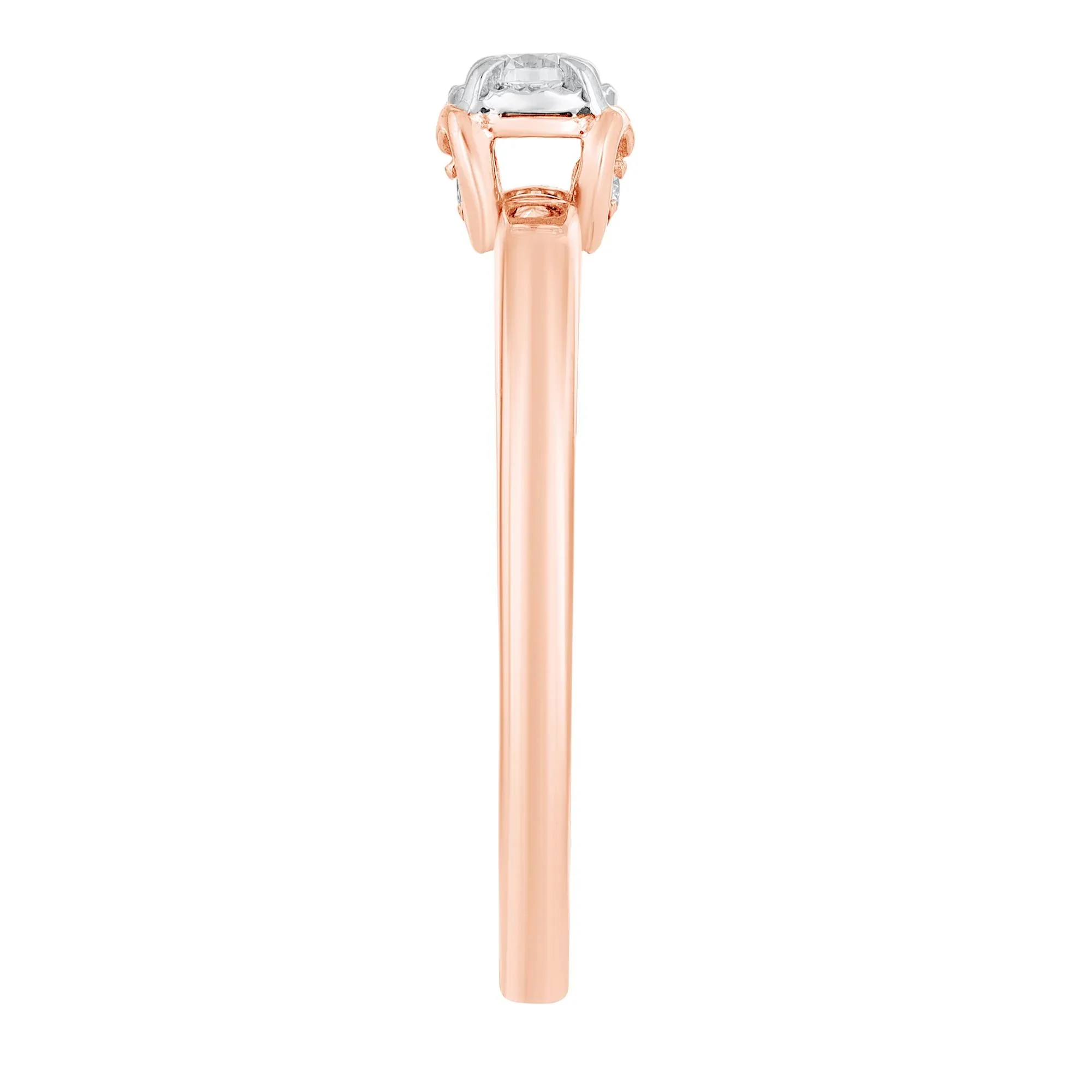 1/10 CT. Tw. Round Diamond Promise Ring with Illusion Setting 10K Rose Gold Size 7 - Image 3
