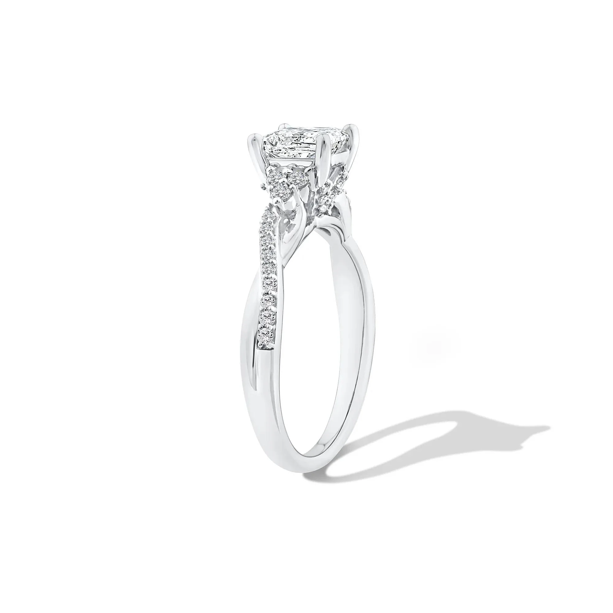 1/4 CT. Tw. Lab Grown Diamond Princess-Cut Center Engagement Ring 10K White Gold Size 8 - Image 3