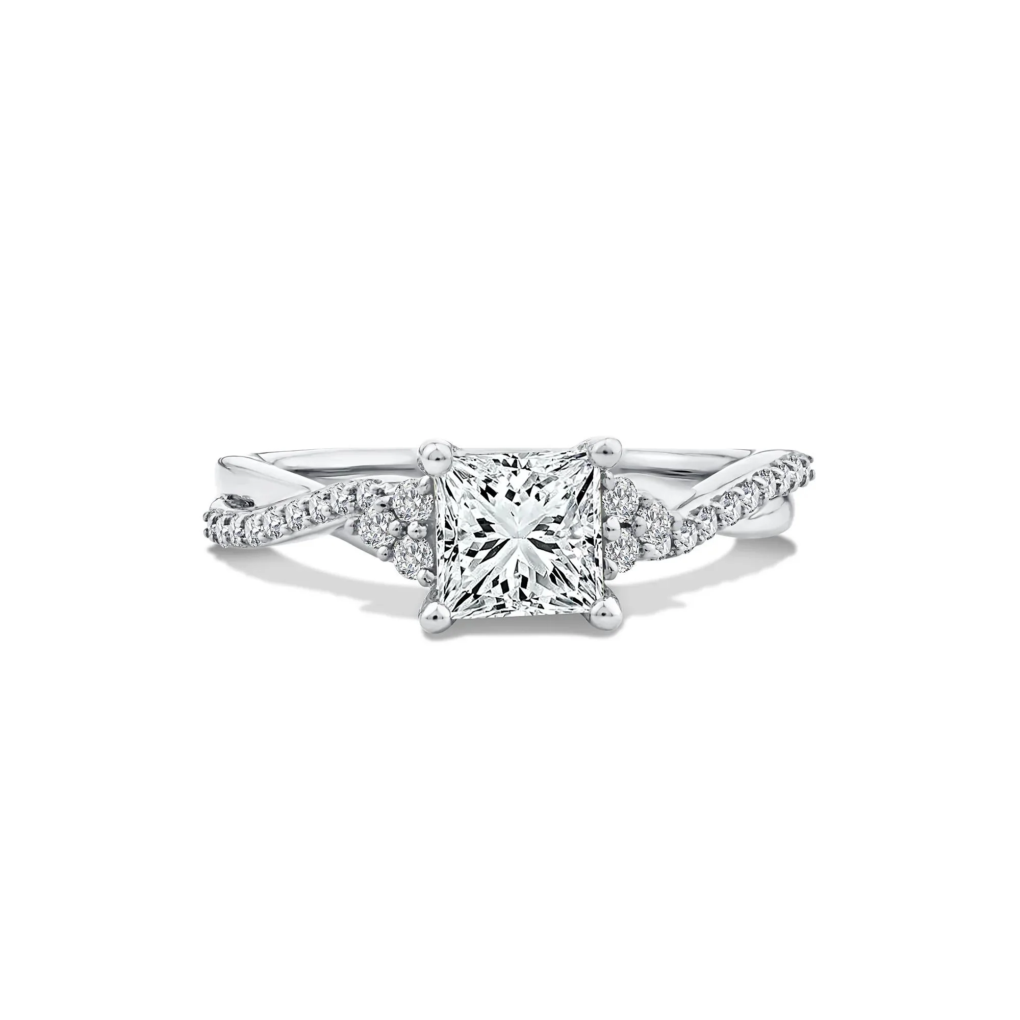 1/4 CT. Tw. Lab Grown Diamond Princess-Cut Center Engagement Ring 10K White Gold Size 9