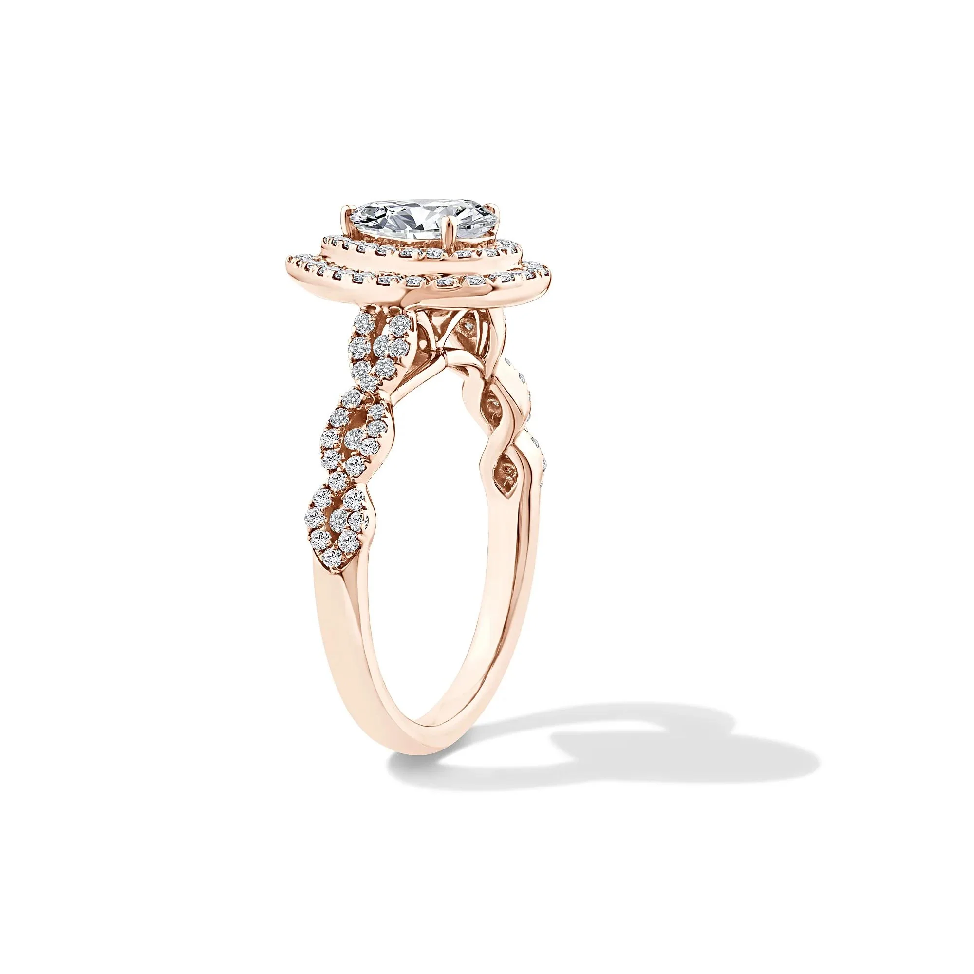 1/5 CT. Tw. Lab Grown Diamond Pear-Shaped Center Halo Engagement Ring 10K Rose Gold Size 8.5 - Image 3