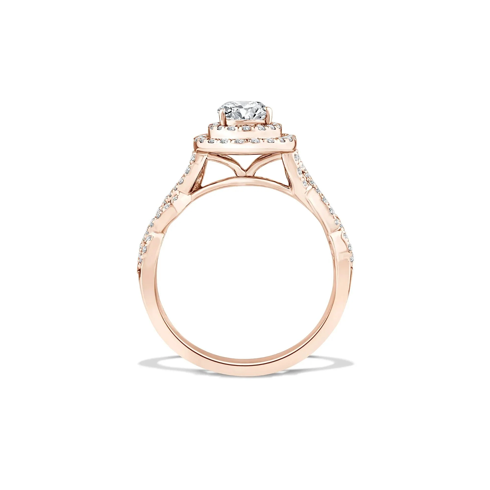 1/5 CT. Tw. Lab Grown Diamond Pear-Shaped Center Halo Engagement Ring 10K Rose Gold Size 9 - Image 2