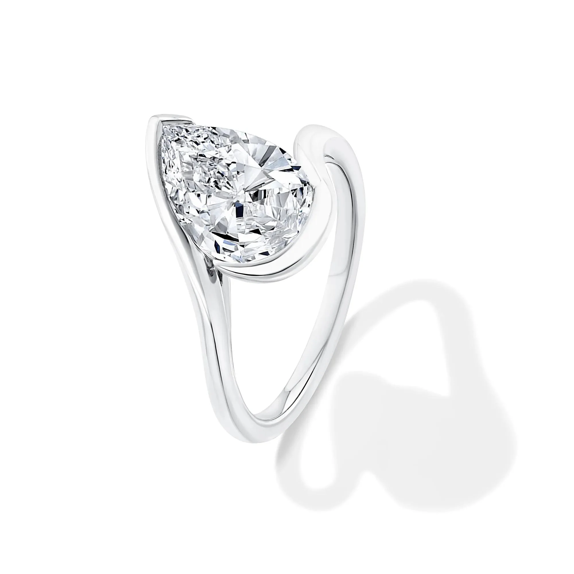 Lab Grown Diamond Pear-Shaped Solitaire Engagement Ring 14K White Gold (3 CT.) Size 8.5 - Image 4