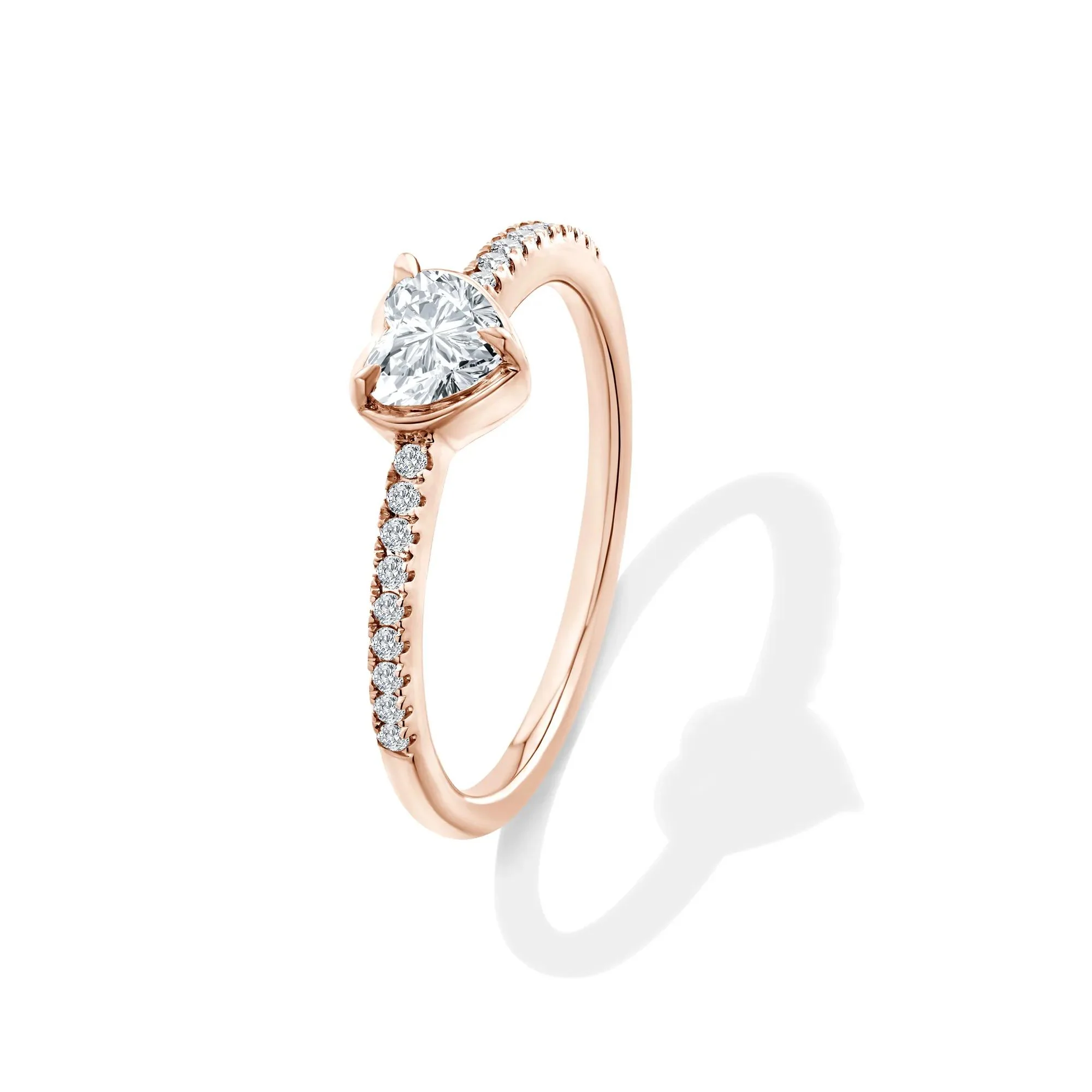 1/2 CT. Tw. Lab Grown Diamond Heart Center Promise Ring 10K Rose Gold Size 6.5 - Image 4