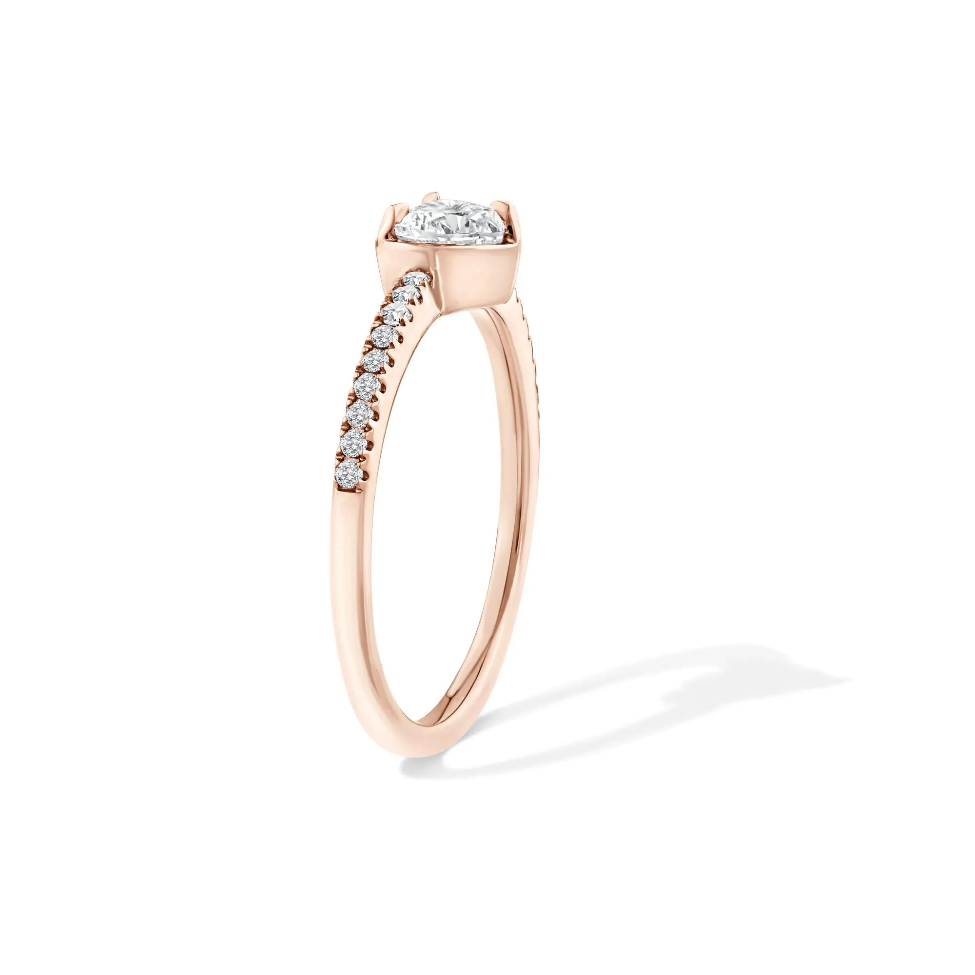 1/2 CT. Tw. Lab Grown Diamond Heart Center Promise Ring 10K Rose Gold Size 7.5 - Image 3