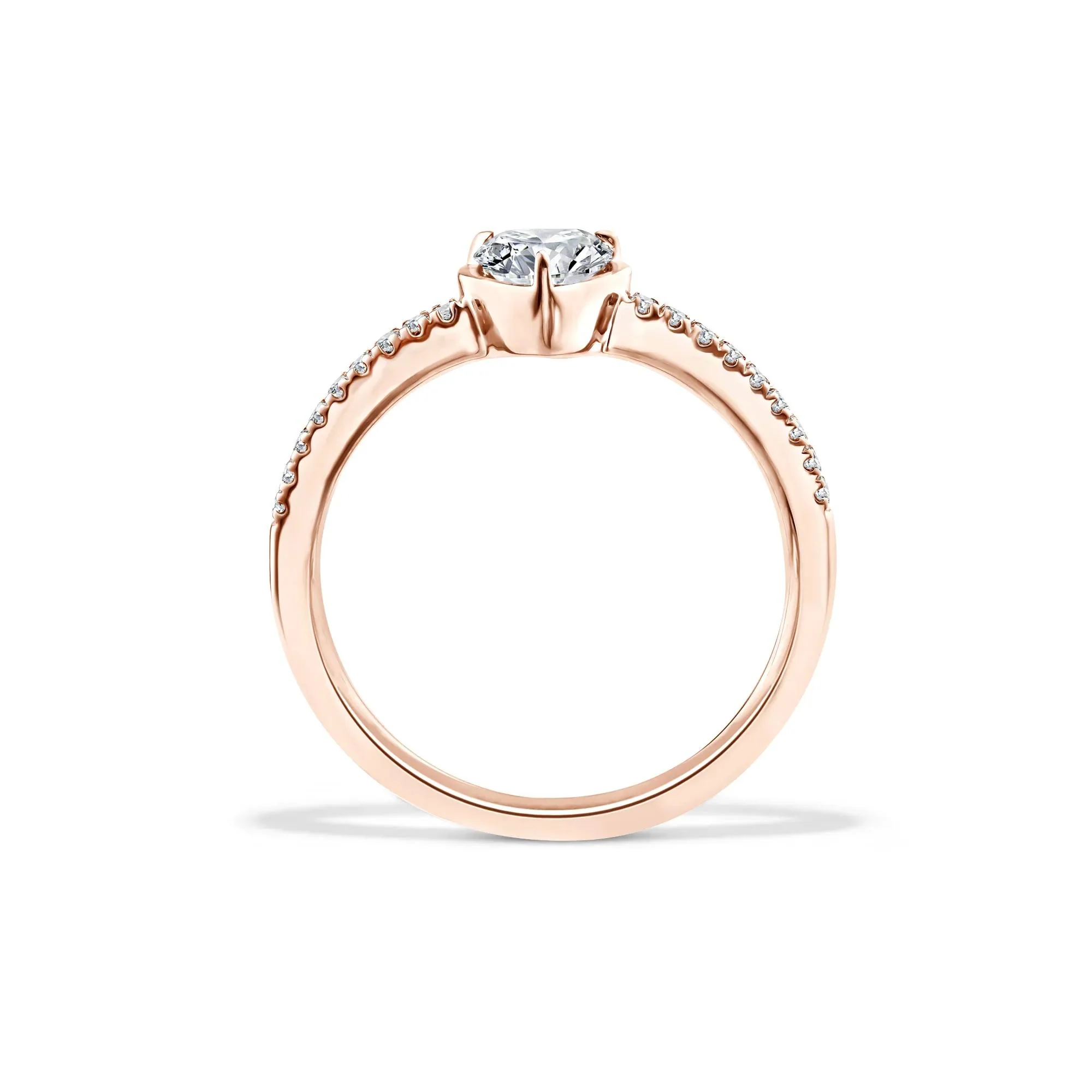 1/2 CT. Tw. Lab Grown Diamond Heart Center Promise Ring 10K Rose Gold Size 8 - Image 2