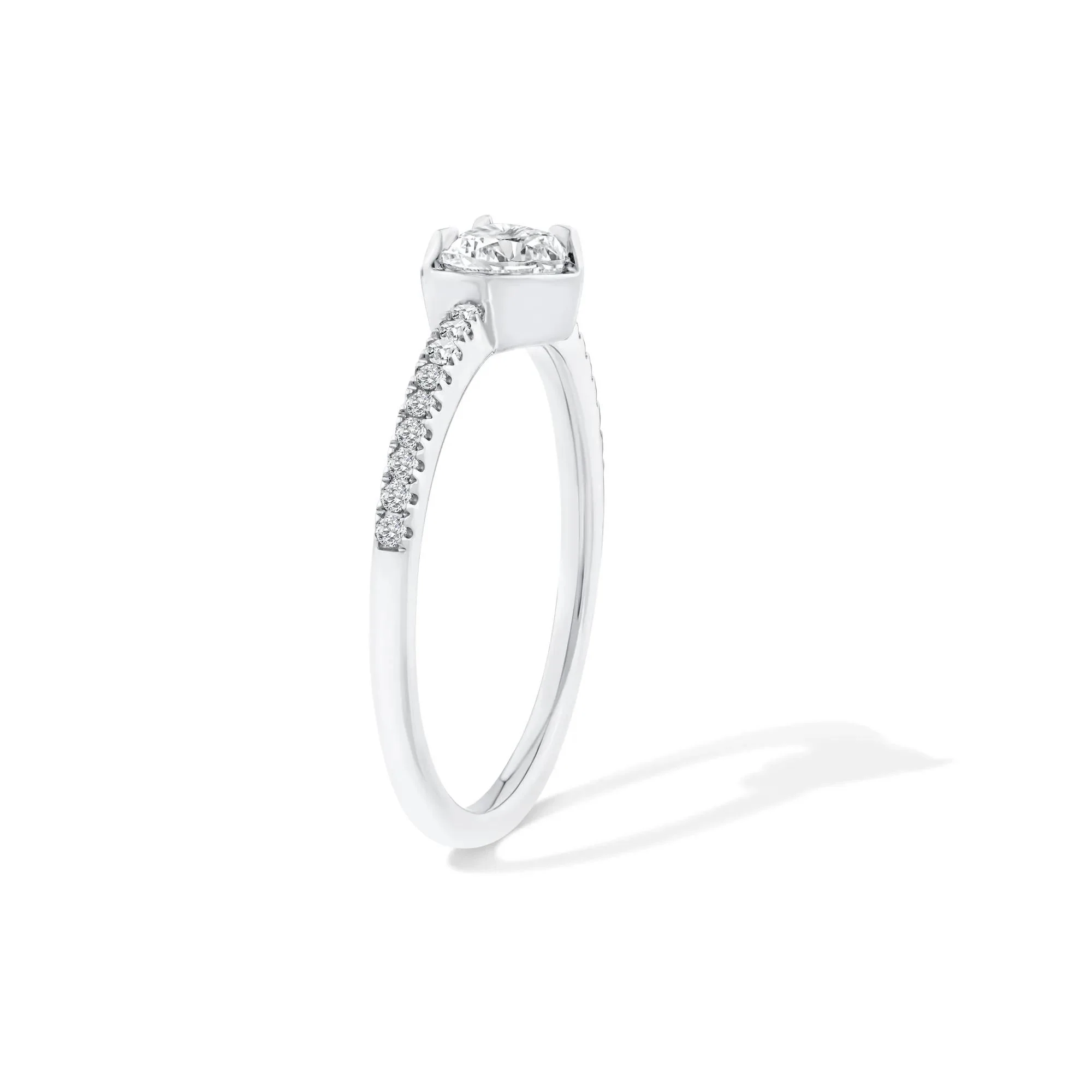 1/2 CT. Tw. Lab Grown Diamond Heart Center Promise Ring 10K White Gold Size 6 - Image 3