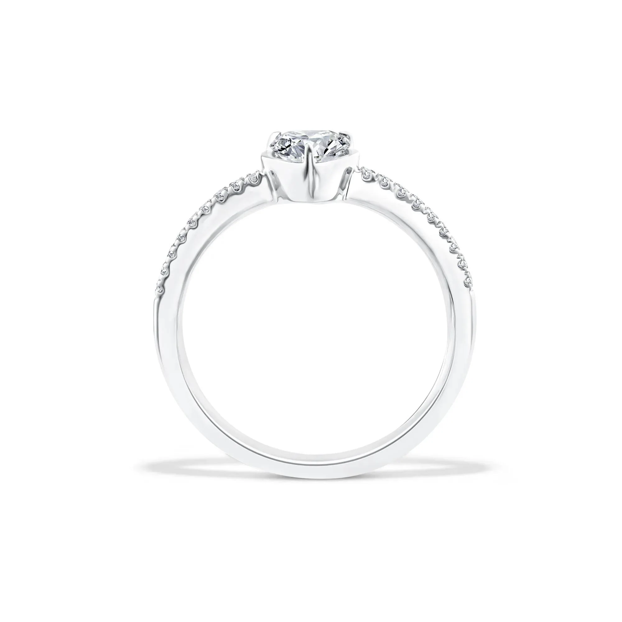 1/2 CT. Tw. Lab Grown Diamond Heart Center Promise Ring 10K White Gold Size 7 - Image 2