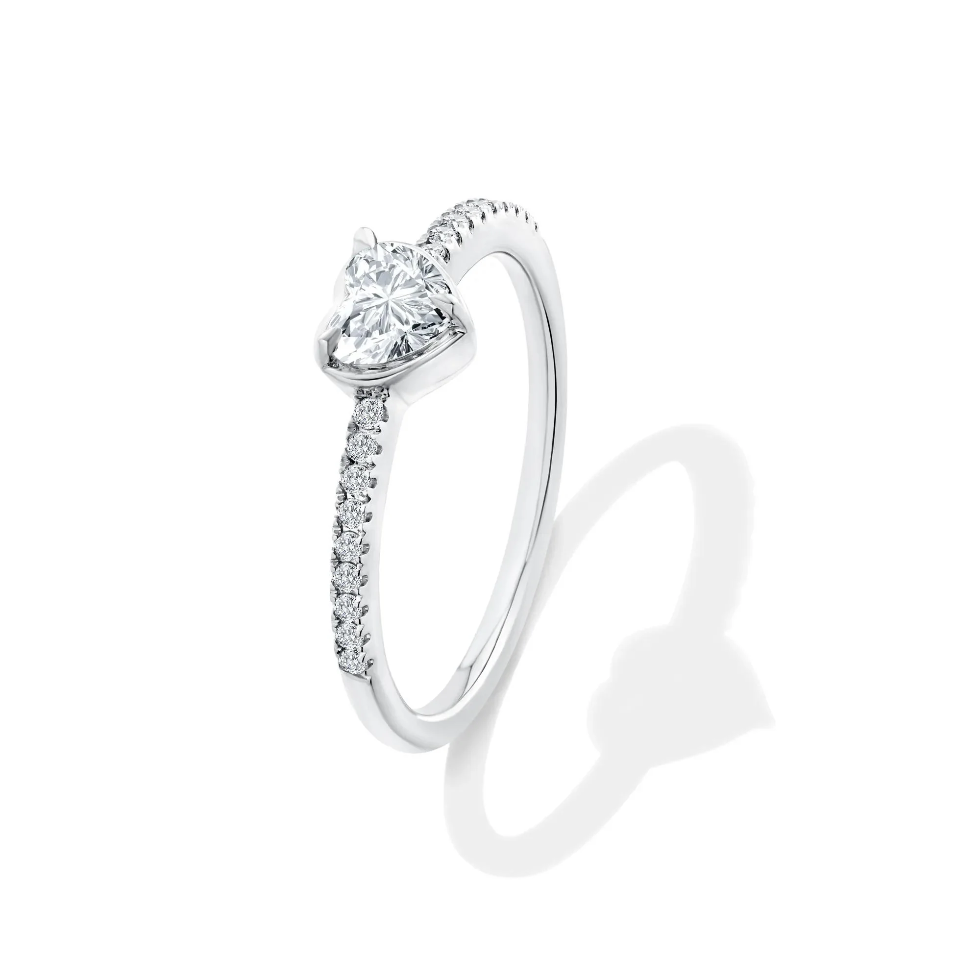 1/2 CT. Tw. Lab Grown Diamond Heart Center Promise Ring 10K White Gold Size 7.5 - Image 4