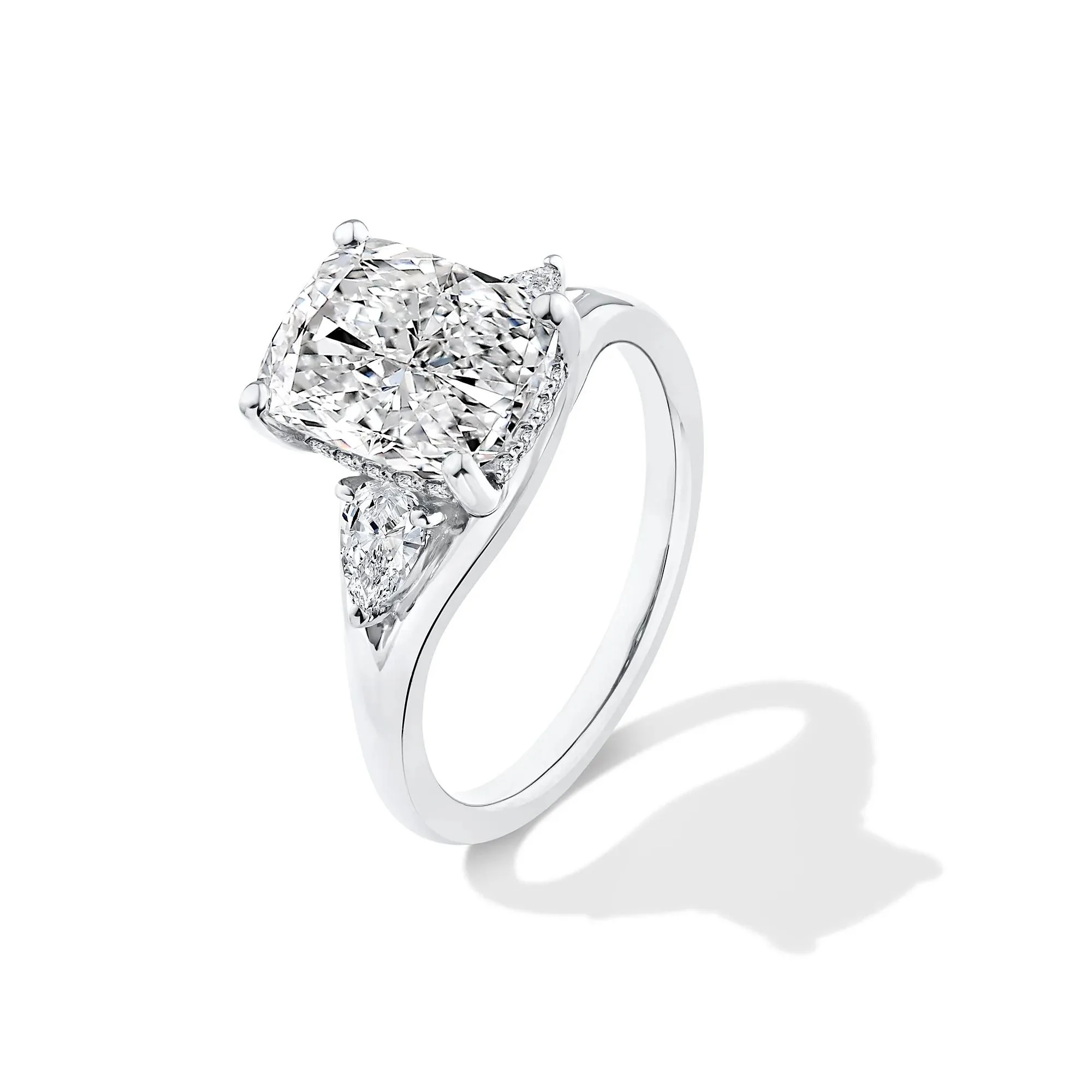 3 1/2 CT. Tw. Lab Grown Diamond Three-Stone Engagement Ring 14K White Gold Size 7 - Image 4