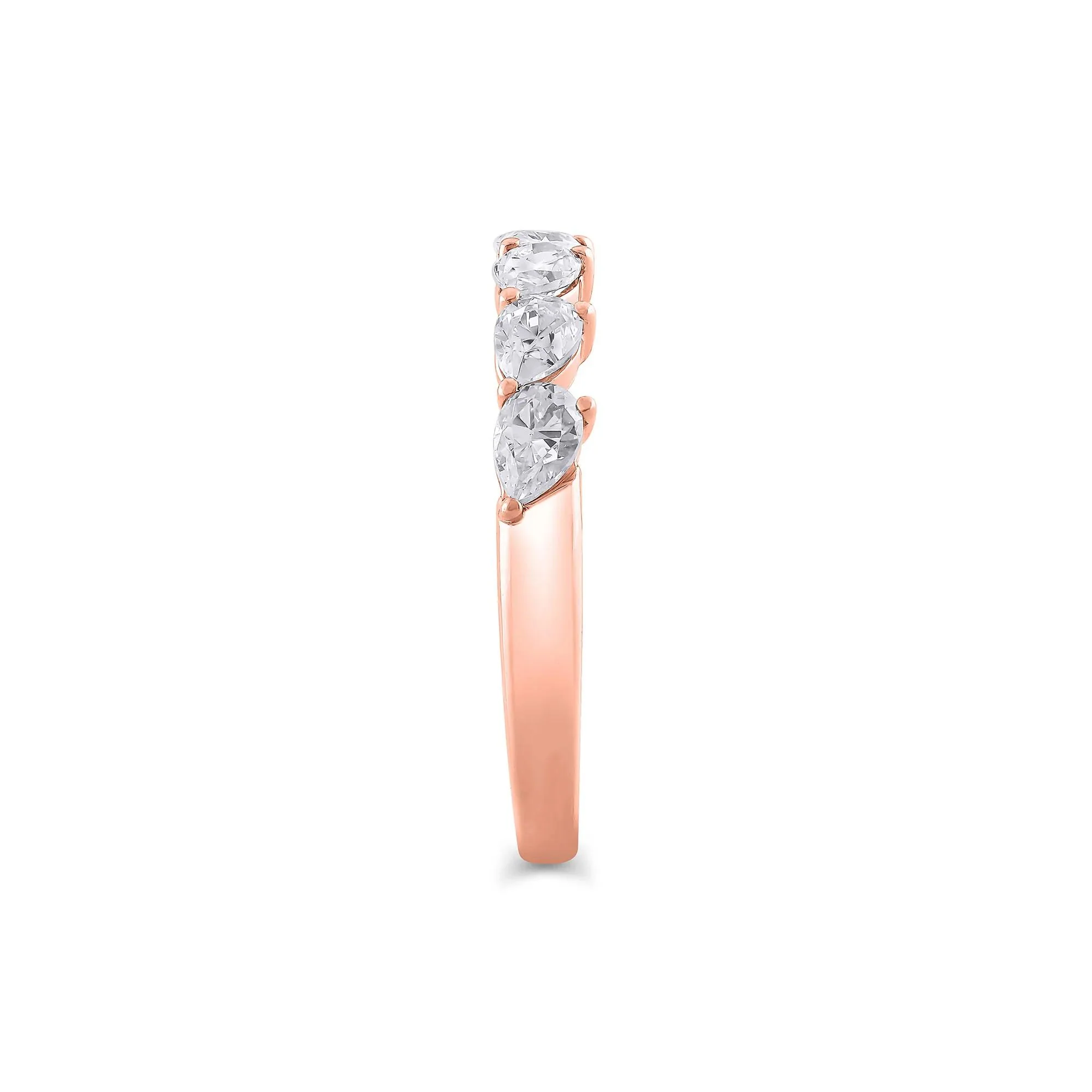 1 CT. Tw. Lab Grown Diamond Pear-Shaped Slant Anniversary Band Ring 10K Rose Gold Size 10 3mm - Image 3