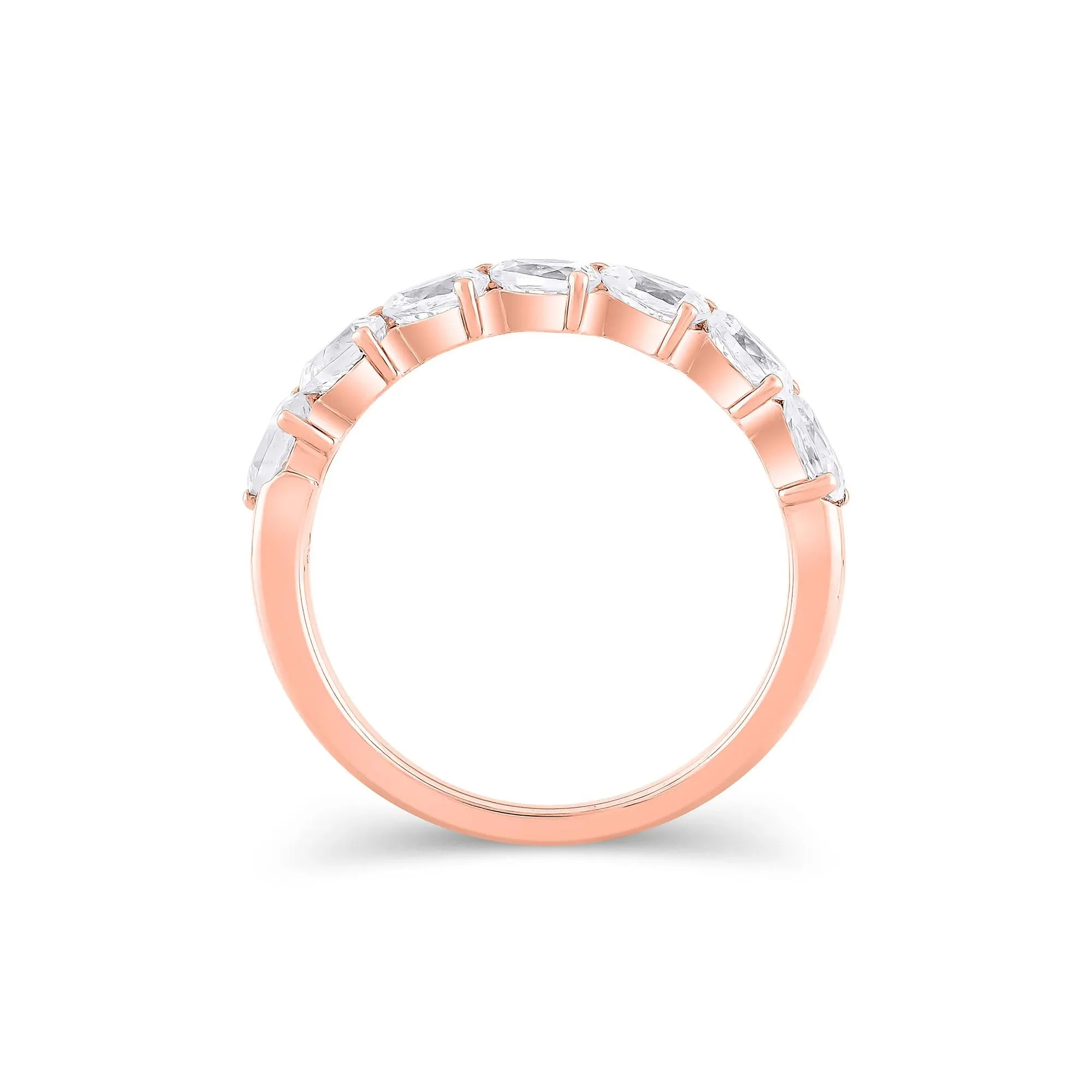1 CT. Tw. Lab Grown Diamond Pear-Shaped Slant Anniversary Band Ring 10K Rose Gold Size 5 3mm - Image 2