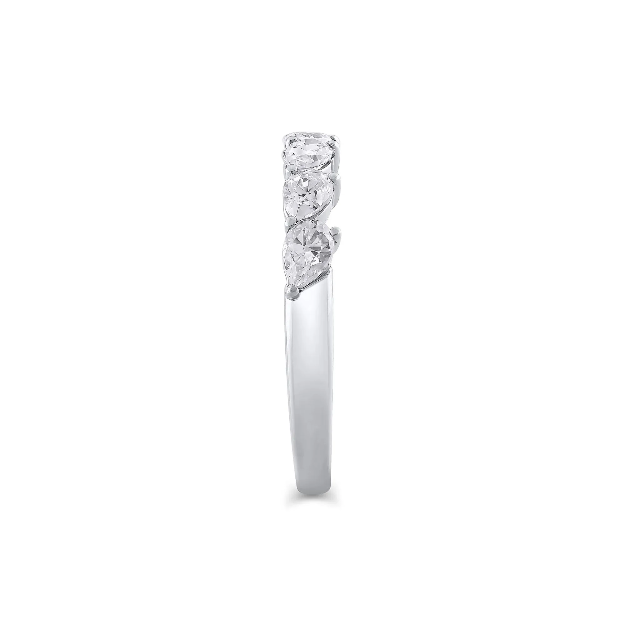 1 CT. Tw. Lab Grown Diamond Pear-Shaped Slant Anniversary Band Ring 10K White Gold Size 7 3mm - Image 3