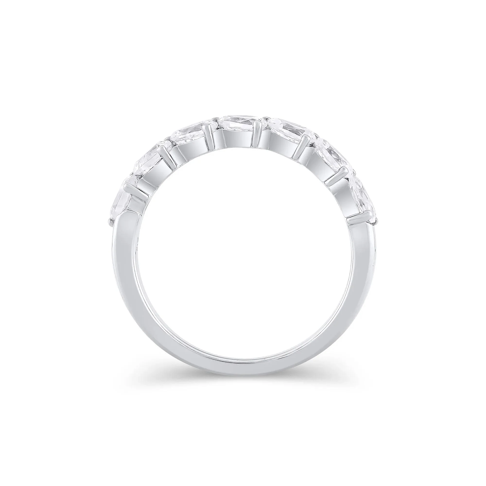 1 CT. Tw. Lab Grown Diamond Pear-Shaped Slant Anniversary Band Ring 10K White Gold Size 8.5 3mm - Image 2