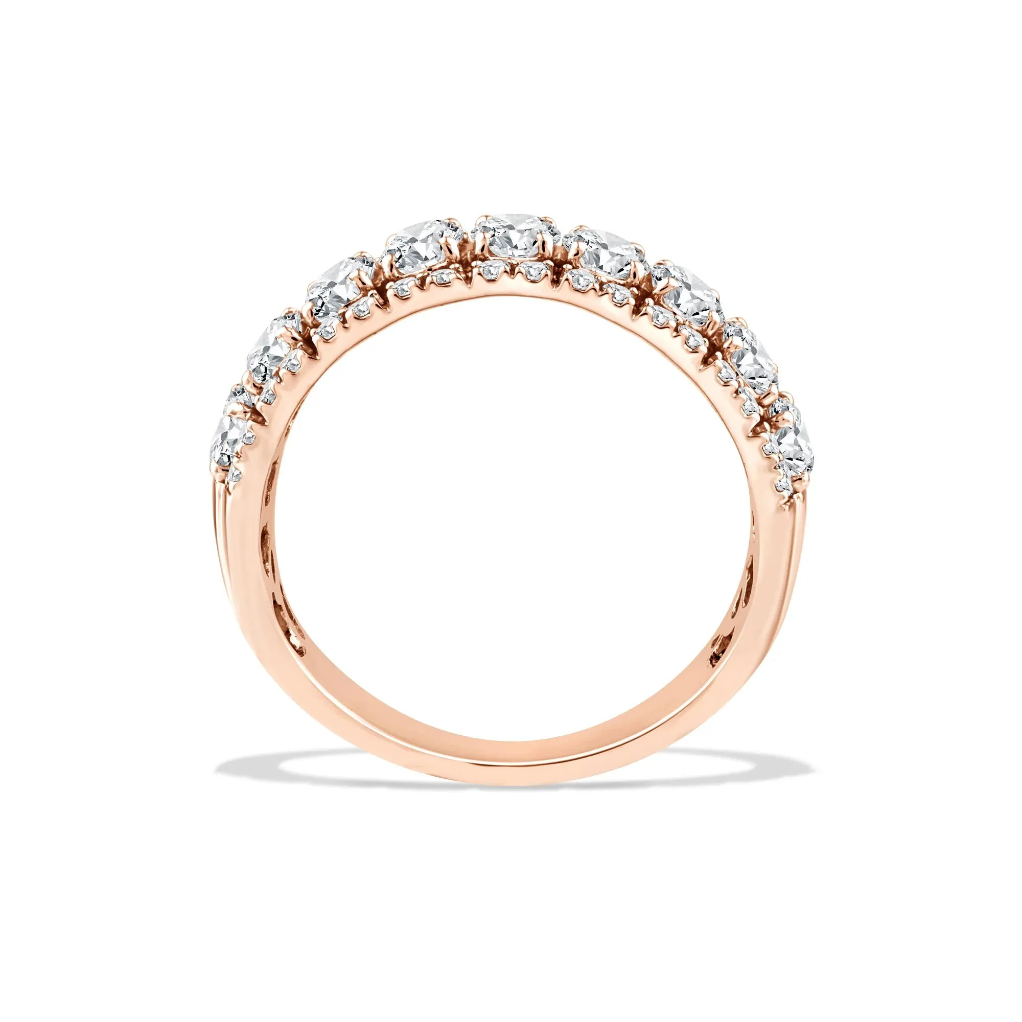 2 CT. Tw. Lab Grown Diamond Oval Multi-Row Anniversary Band Ring 10K Rose Gold Size 6 - Image 2
