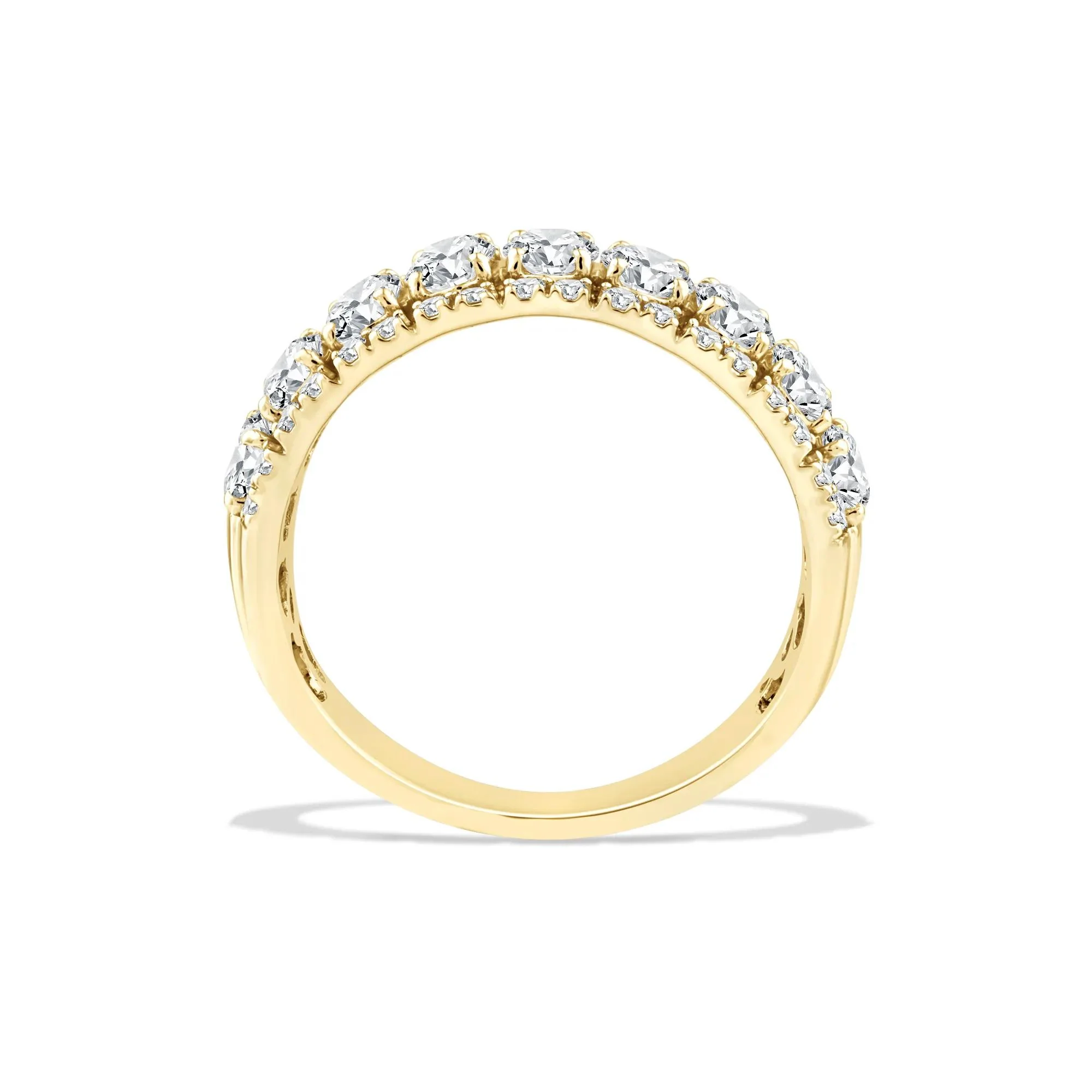 2 CT. Tw. Lab Grown Diamond Oval Multi-Row Anniversary Band Ring 10K Yellow Gold Size 6 - Image 2