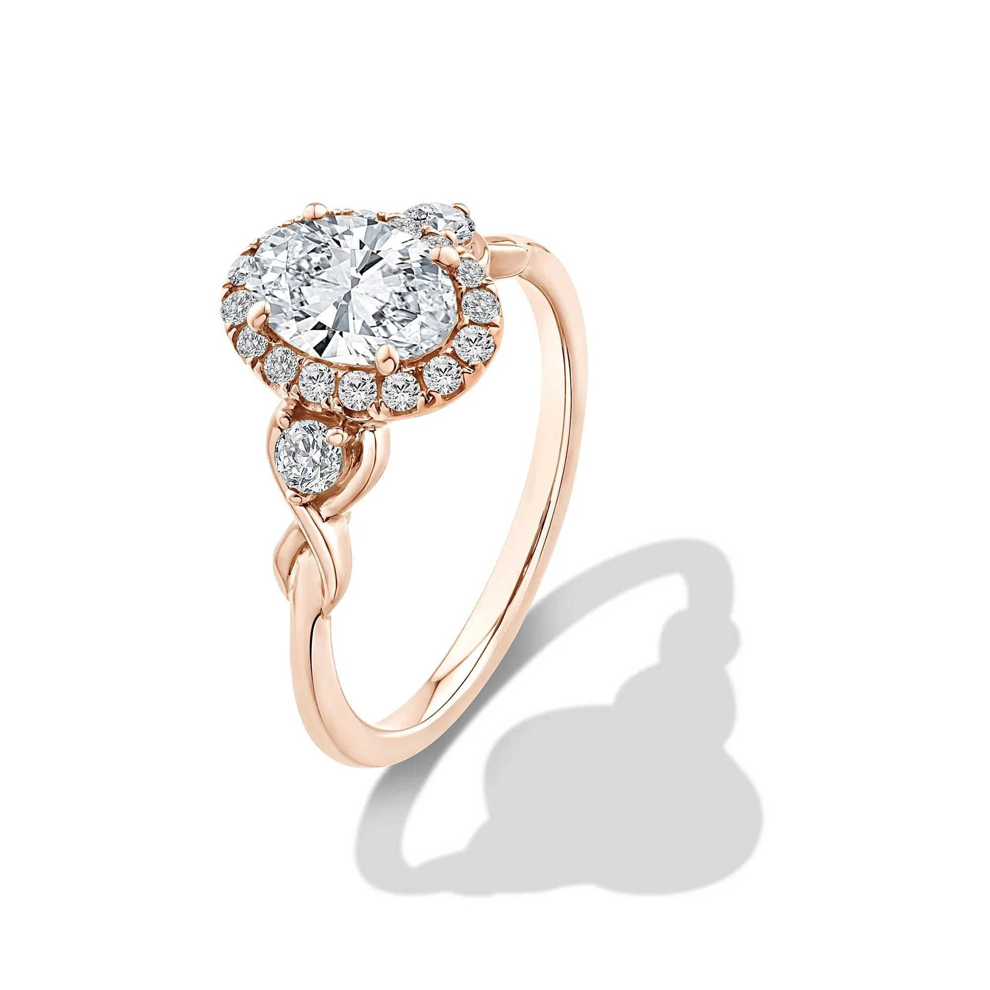 1/3 CT. Tw. Lab Grown Diamond Oval Engagement Ring 10K Rose Gold Size 6 - Image 4