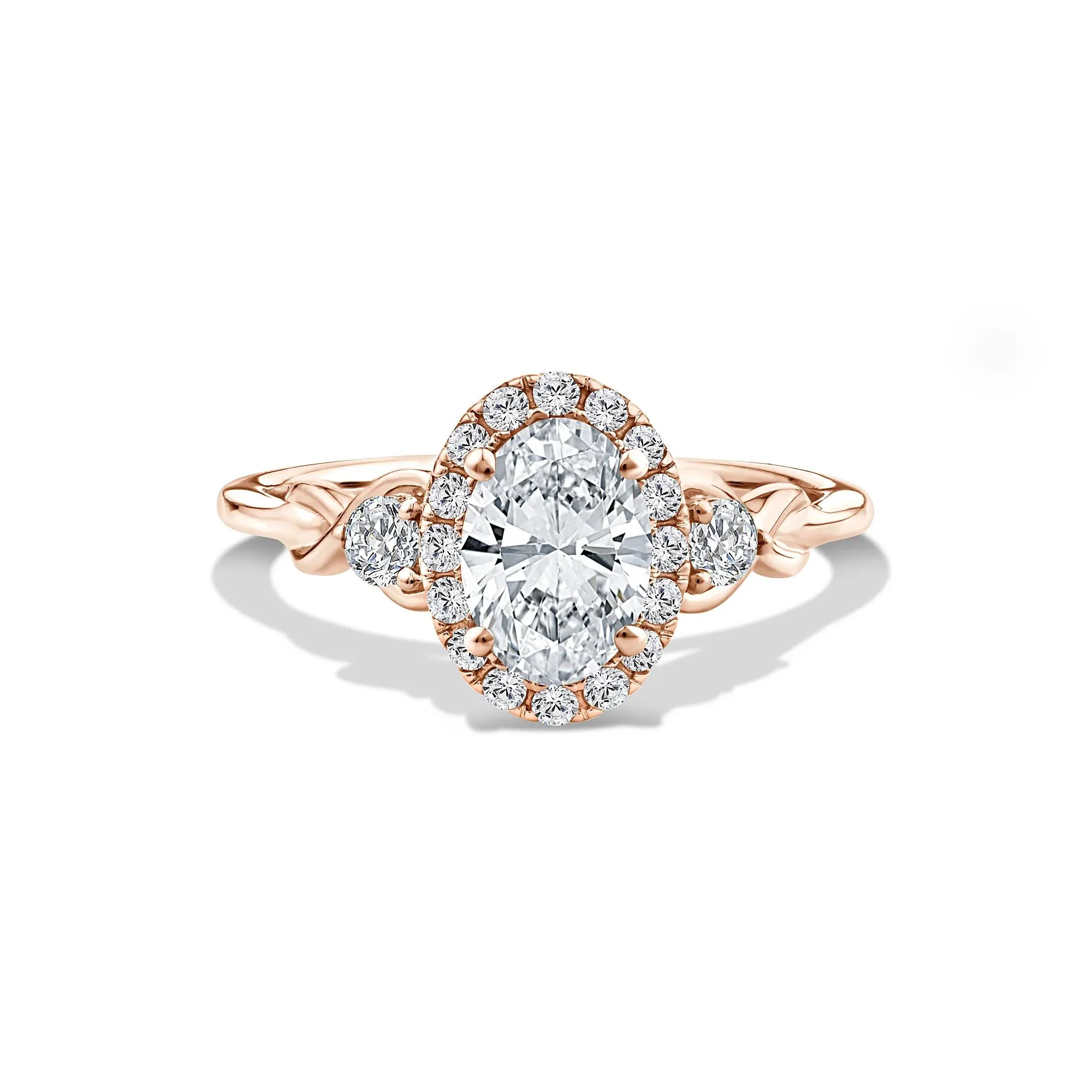1/3 CT. Tw. Lab Grown Diamond Oval Engagement Ring 10K Rose Gold Size 8