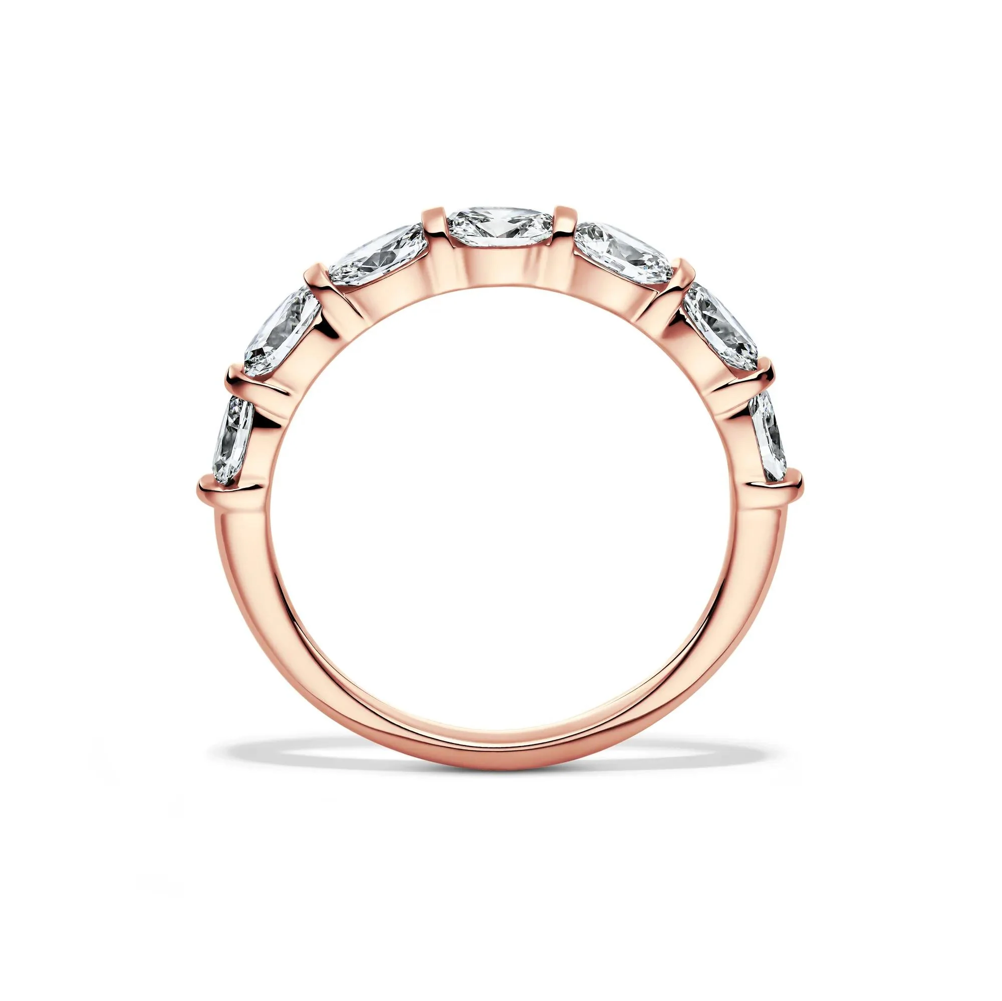 1 CT. Tw. Lab Grown Diamond Oval Bar Set Anniversary Band Ring 14K Rose Gold Size 9 2mm - Image 2