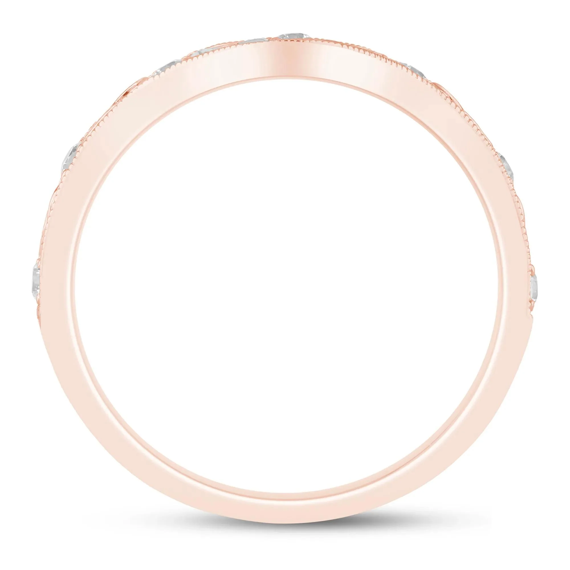 1/7 CT. Tw. Lab Grown Diamond Engraved Contour Band Ring 14K Rose Gold Size 7 2mm - Image 2