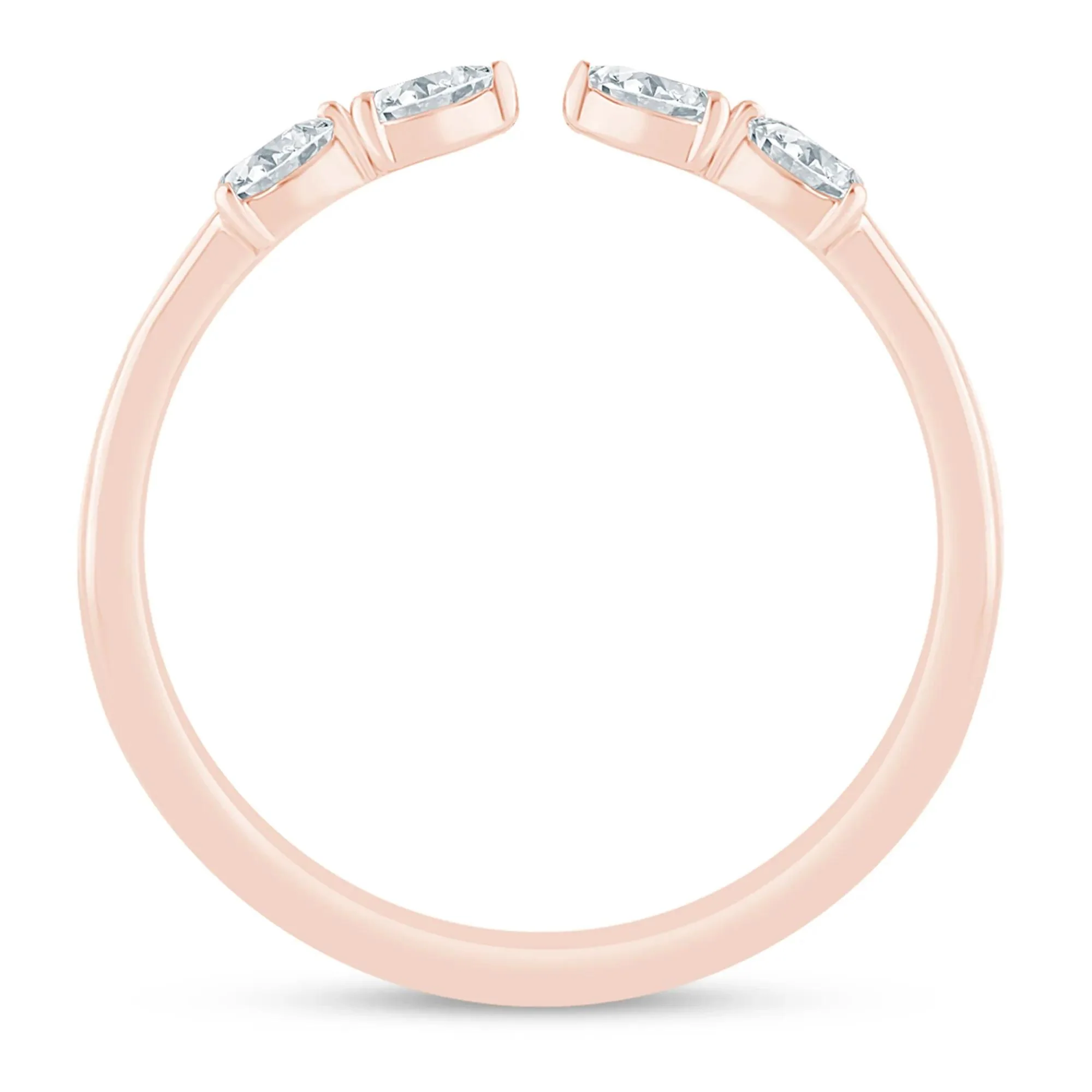 1/7 CT. Tw. Pear-Shaped Lab Grown Diamond Open Anniversary Band Ring 14K Rose Gold Size 8.5 2mm - Image 2