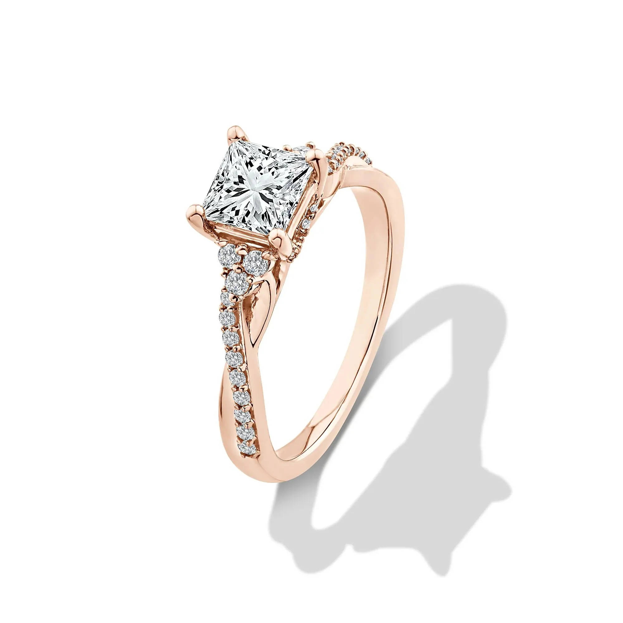 1/4 CT. Tw. Lab Grown Diamond Princess-Cut Engagement Ring 10K Rose Gold Size 6.5 - Image 4