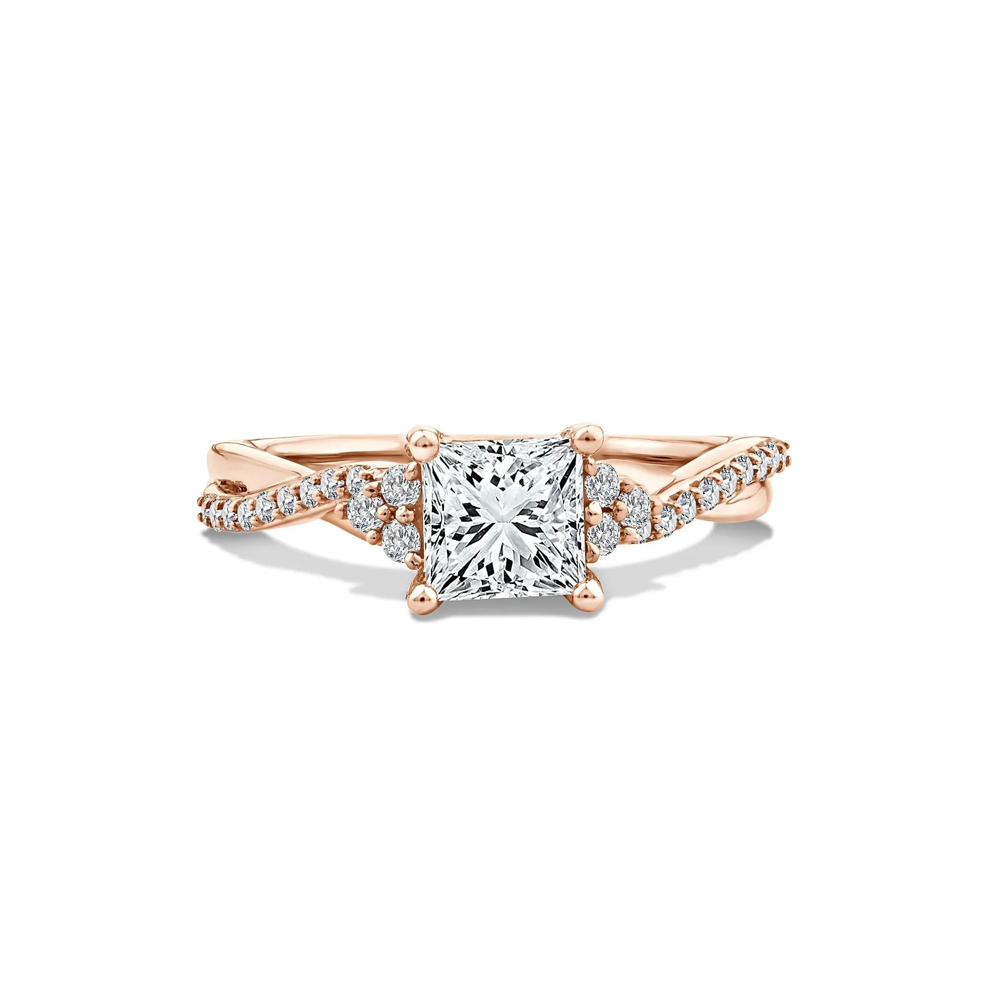 1/4 CT. Tw. Lab Grown Diamond Princess-Cut Engagement Ring 10K Rose Gold Size 7