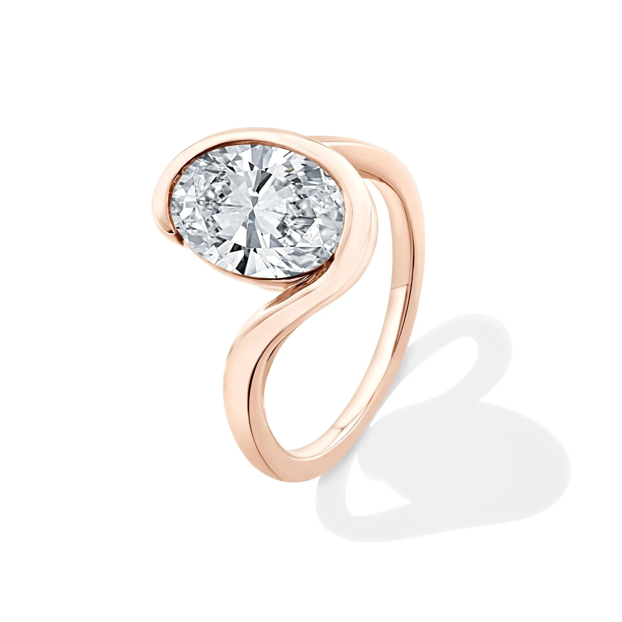 Lab Grown Diamond Oval Solitaire Engagement Ring 14K Rose Gold (3 CT.) Size 6.5 - Image 4
