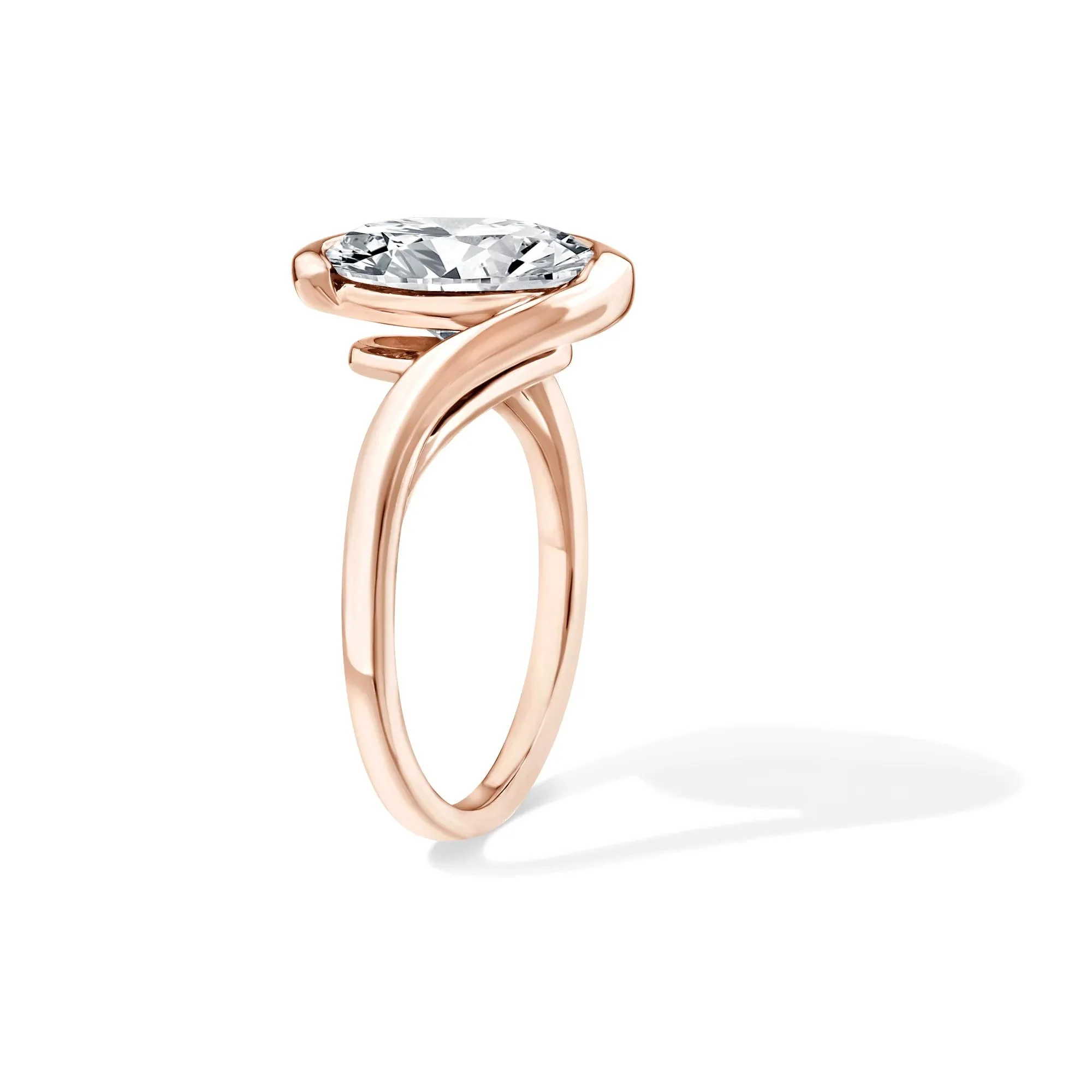 Lab Grown Diamond Oval Solitaire Engagement Ring 14K Rose Gold (3 CT.) Size 7 - Image 3