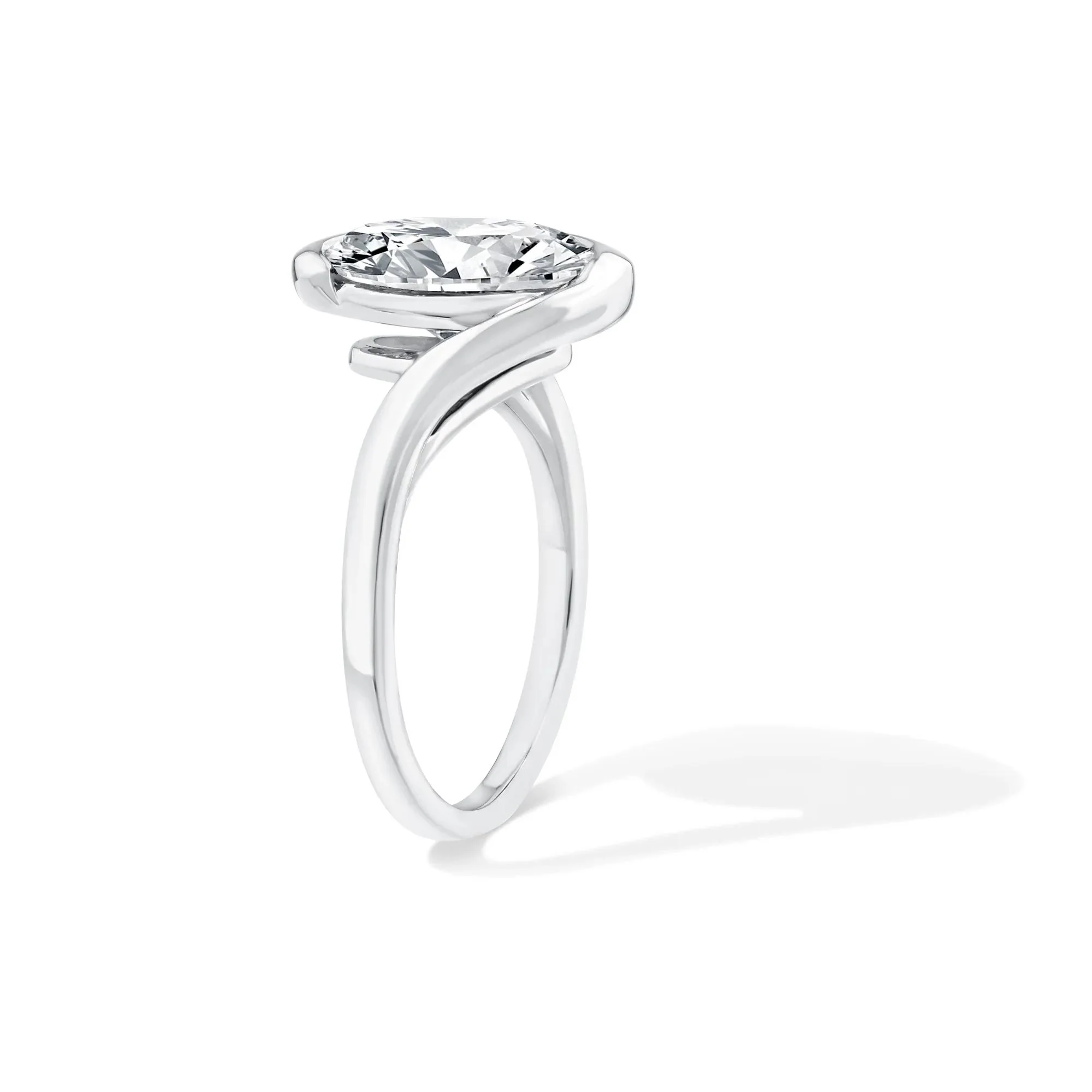 Lab Grown Diamond Oval Solitaire Engagement Ring 14K White Gold (3 CT.) Size 7 - Image 3