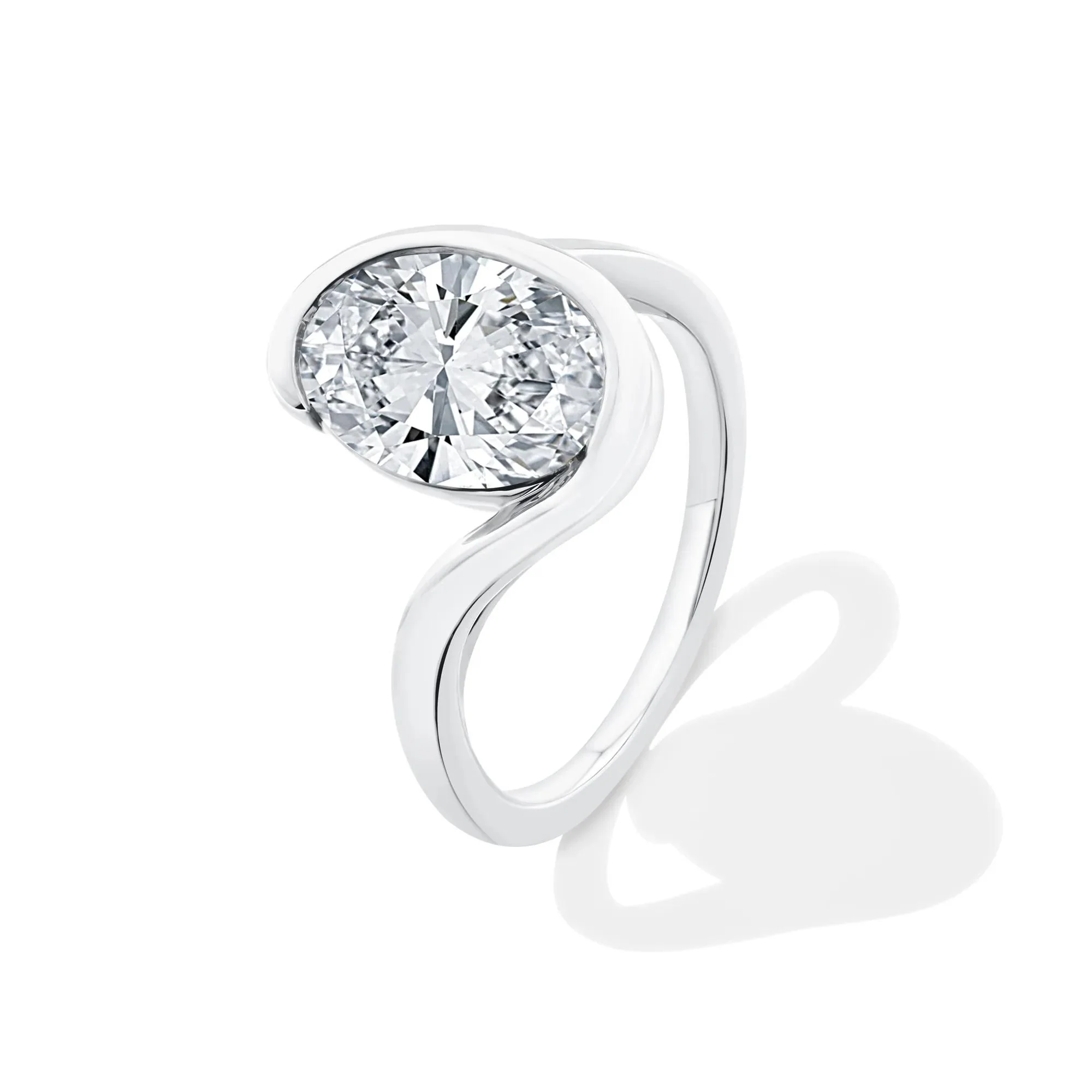 Lab Grown Diamond Oval Solitaire Engagement Ring 14K White Gold (3 CT.) Size 9 - Image 4