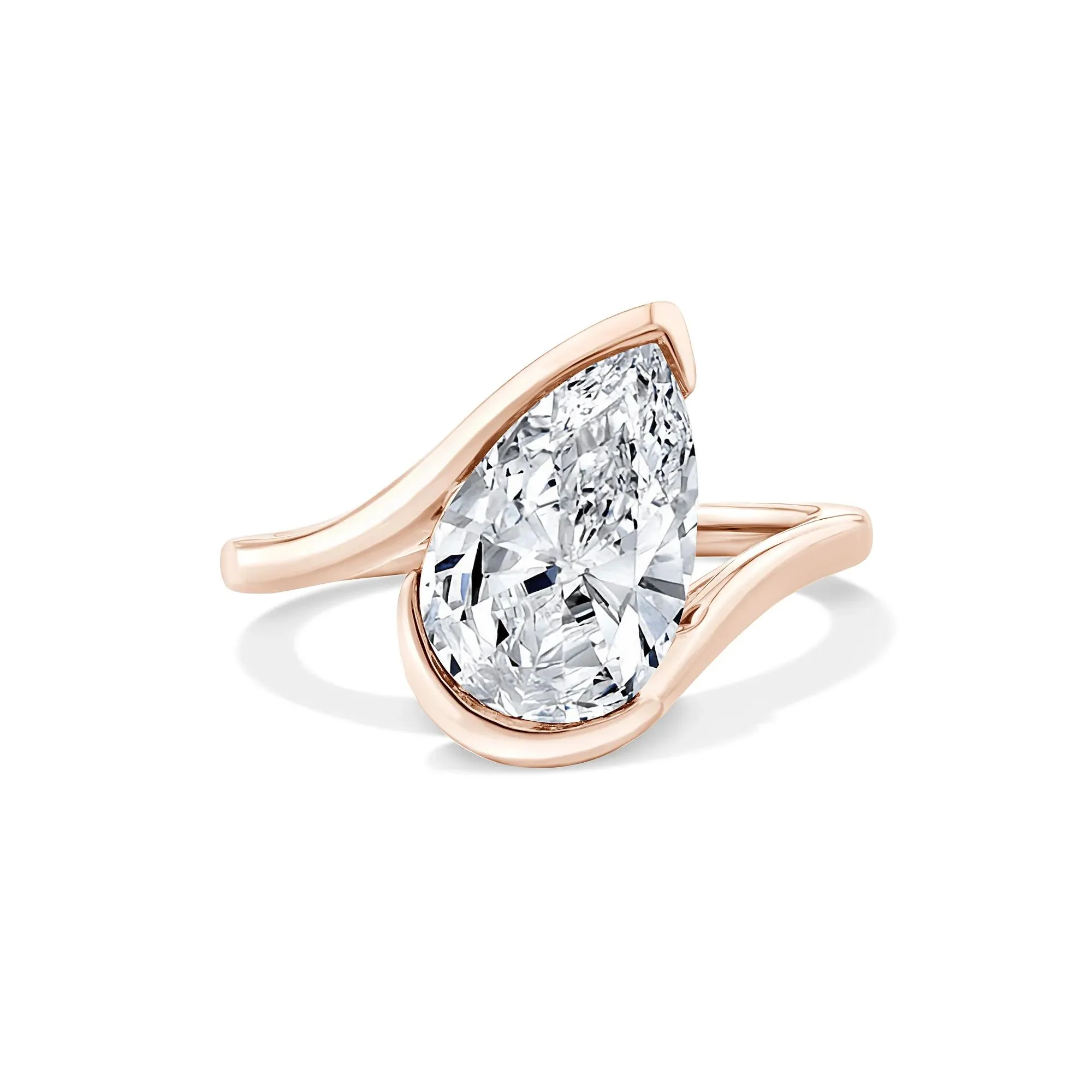 Lab Grown Diamond Pear-Shaped Solitaire Engagement Ring 14K Rose Gold (3 CT.) Size 6.5