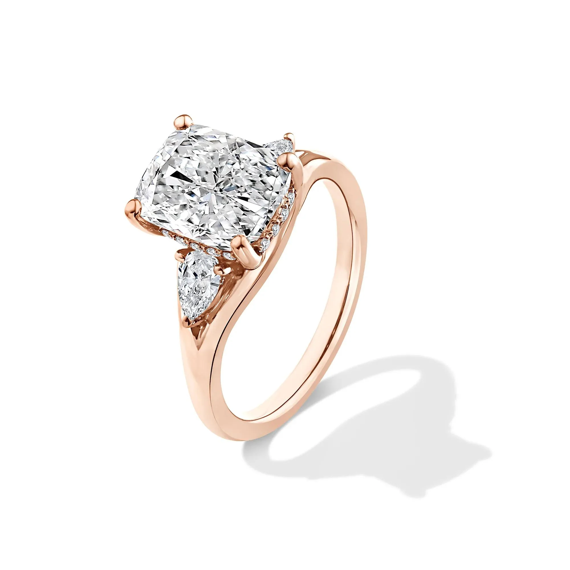 3 1/2 CT. Tw. Lab Grown Diamond Three-Stone Engagement Ring 14K Rose Gold Size 7 - Image 4