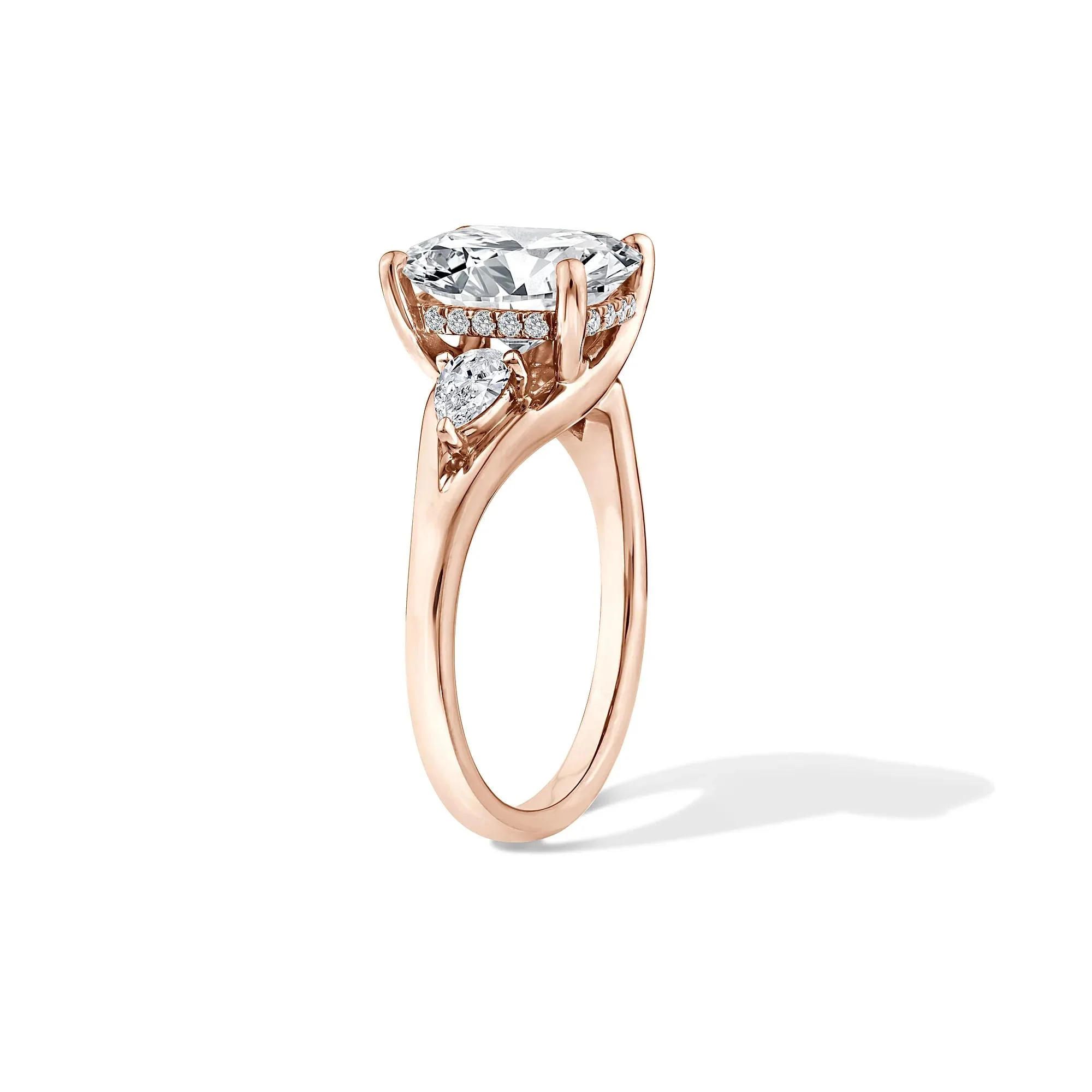 3 1/2 CT. Tw. Lab Grown Diamond Three-Stone Engagement Ring 14K Rose Gold Size 7.5 - Image 3