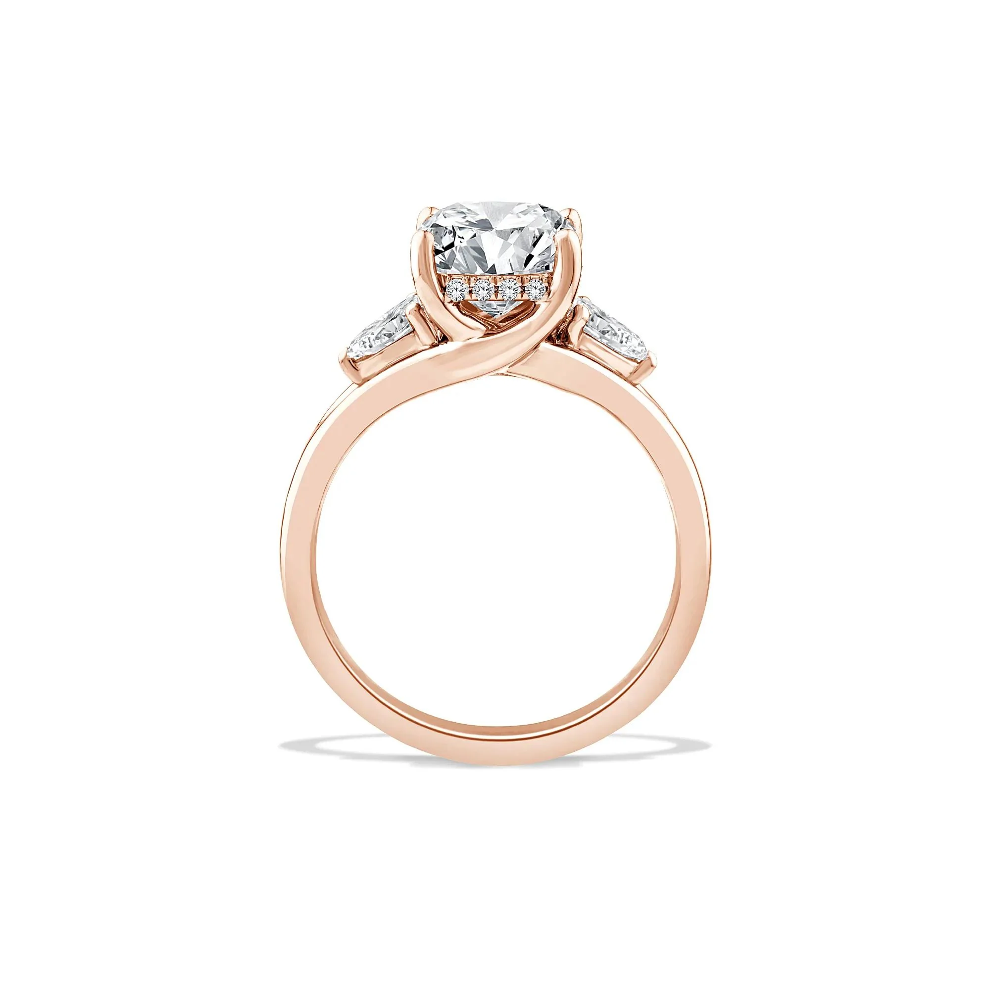 3 1/2 CT. Tw. Lab Grown Diamond Three-Stone Engagement Ring 14K Rose Gold Size 9 - Image 2