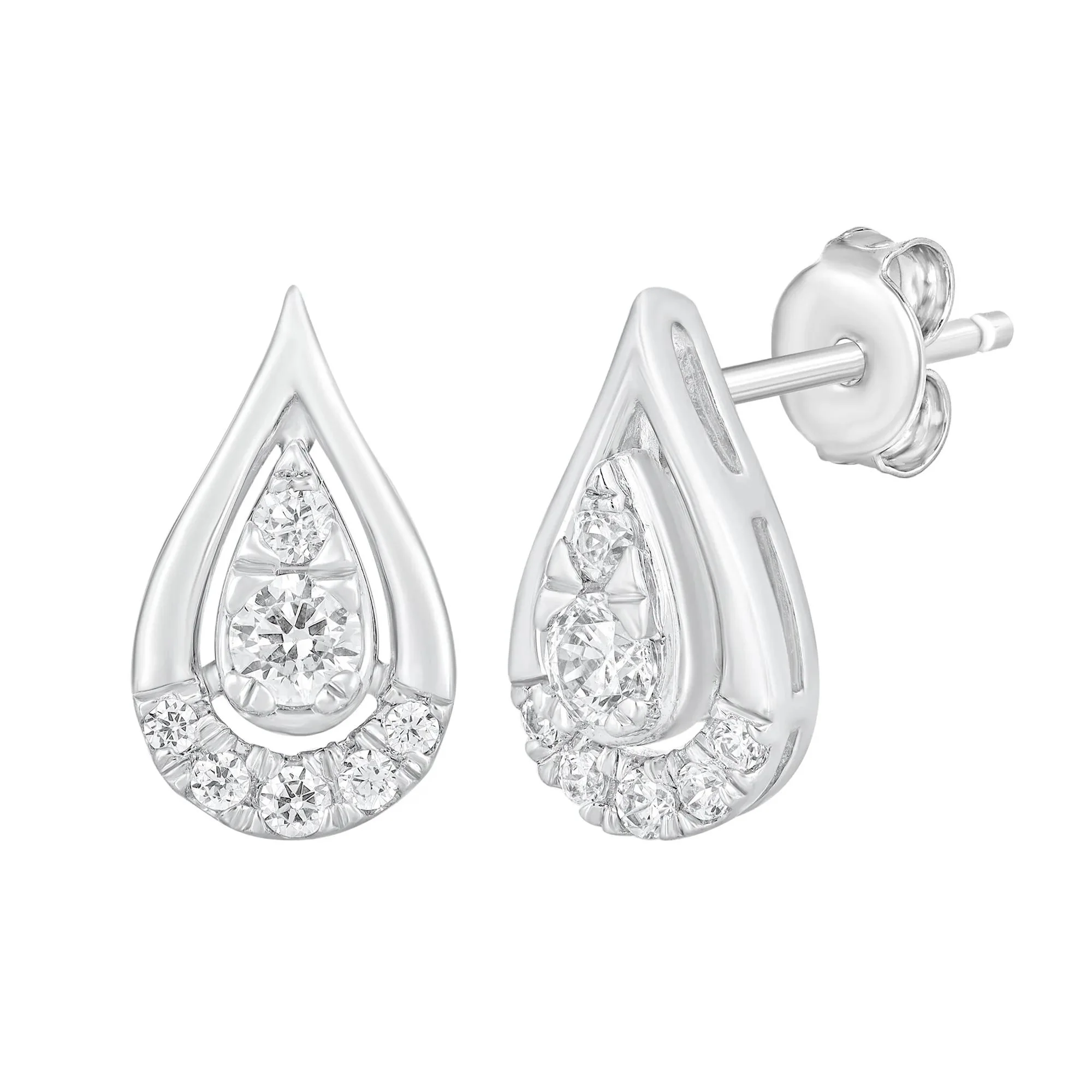 1/4 CT. Tw. Diamond Stud Earrings 10K White Gold Size 6.20mm