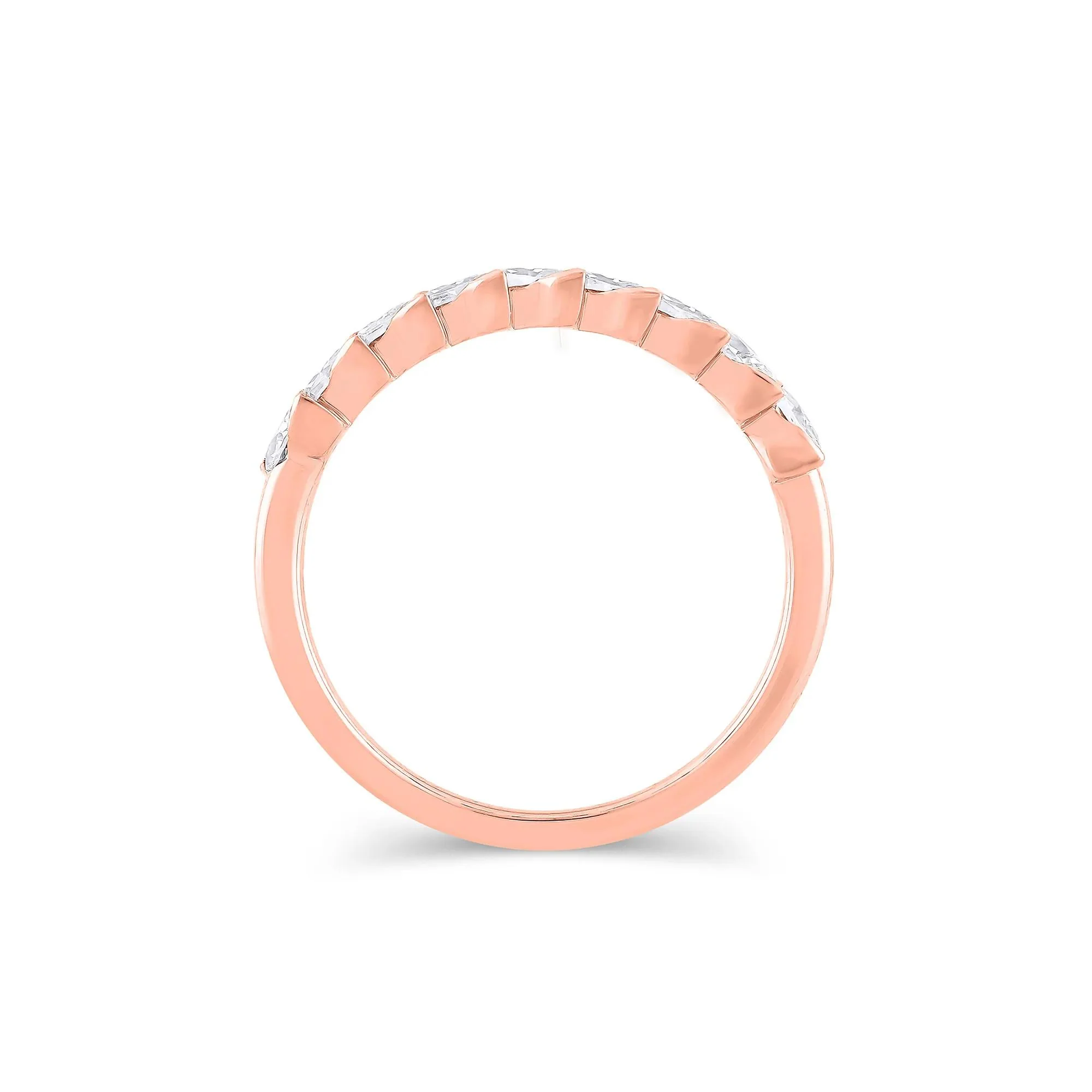 1 CT. Tw. Lab Grown Diamond Marquise Slant Anniversary Band Ring 10K Rose Gold Size 6 4.5mm - Image 2
