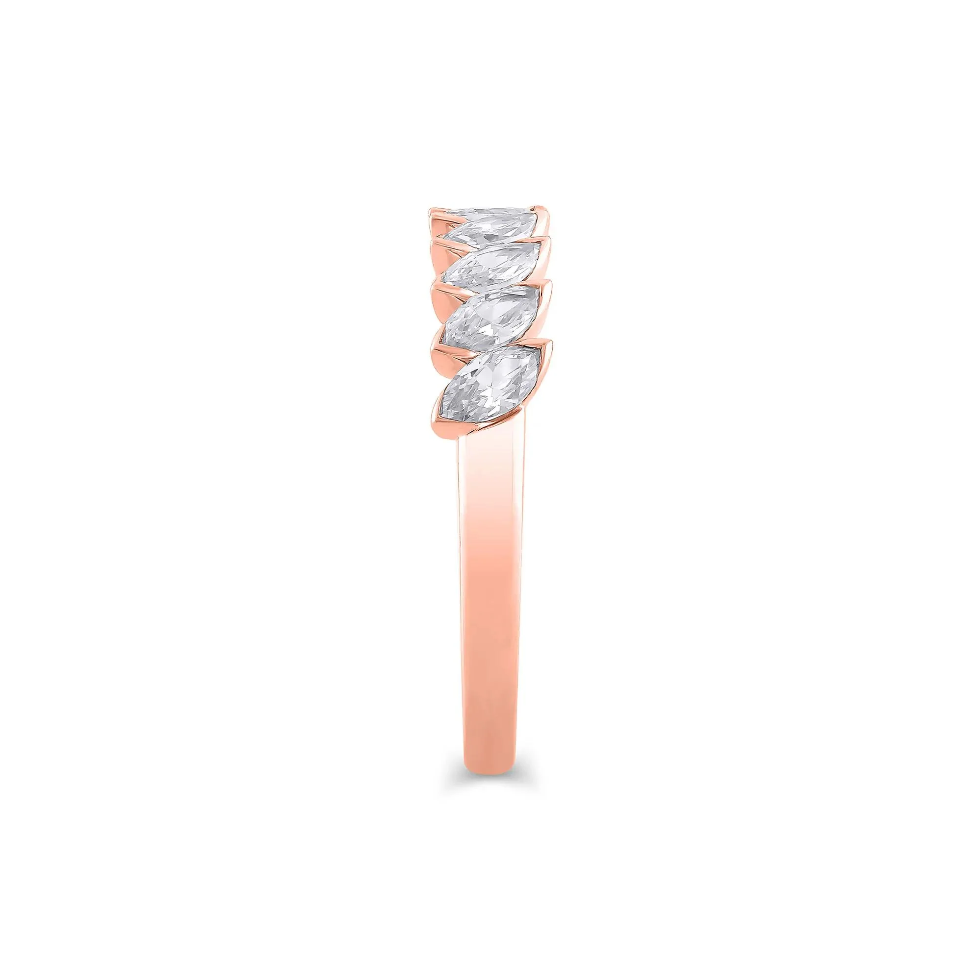 1 CT. Tw. Lab Grown Diamond Marquise Slant Anniversary Band Ring 10K Rose Gold Size 9 4.5mm - Image 3